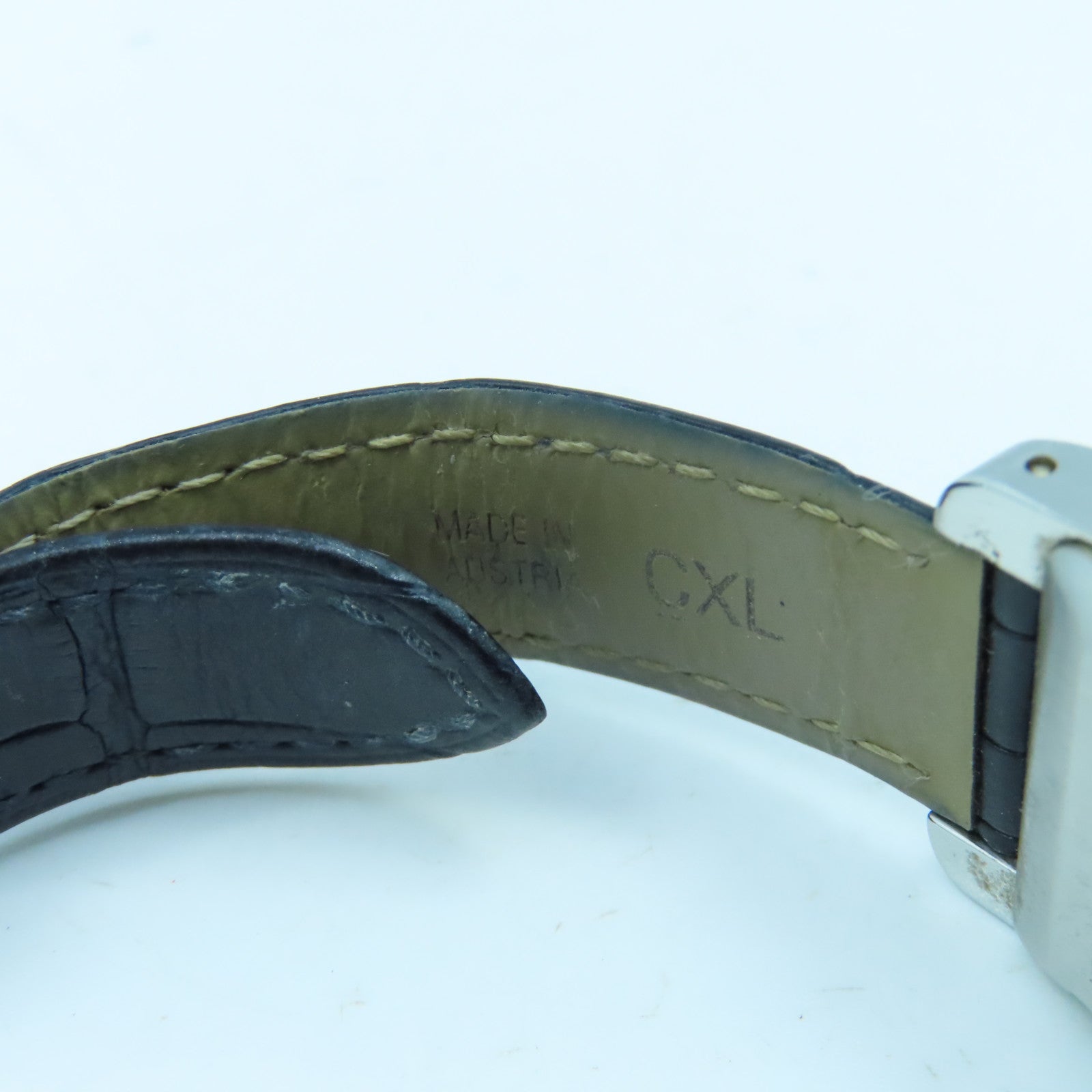 CARTIER Tank American不锈钢/皮革带手表自动机芯黑色