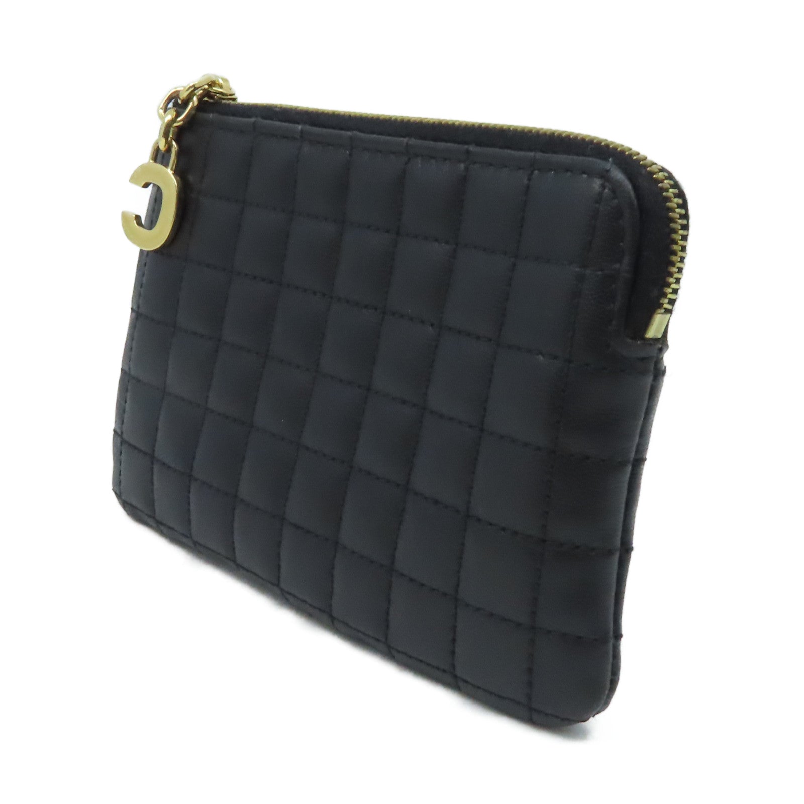 CELINE 牛皮皮革Card Case/Coin Case金扣卡片套/零錢包黑色