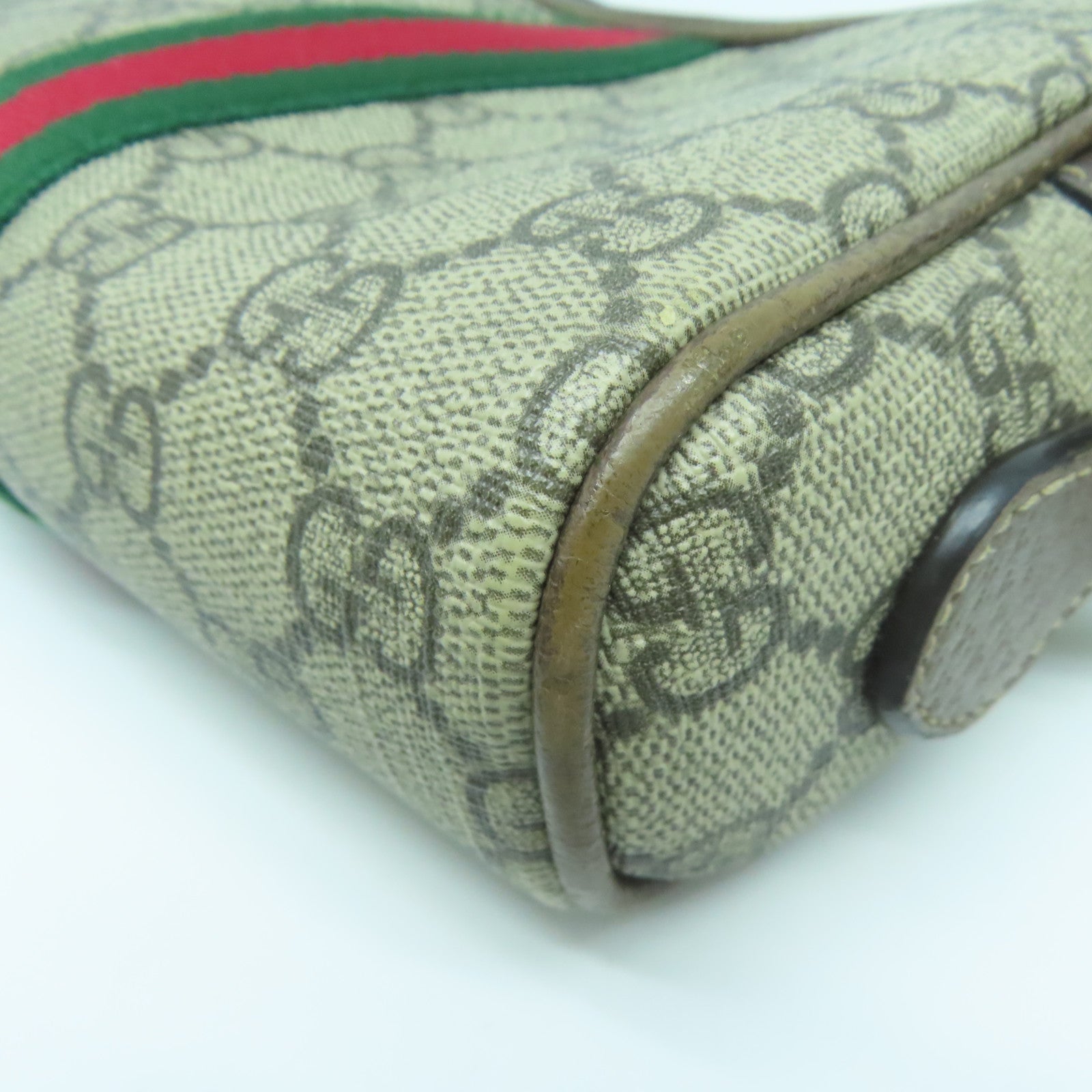 GUCCI 塗層帆布Shoulder Bag金扣肩背袋啡色