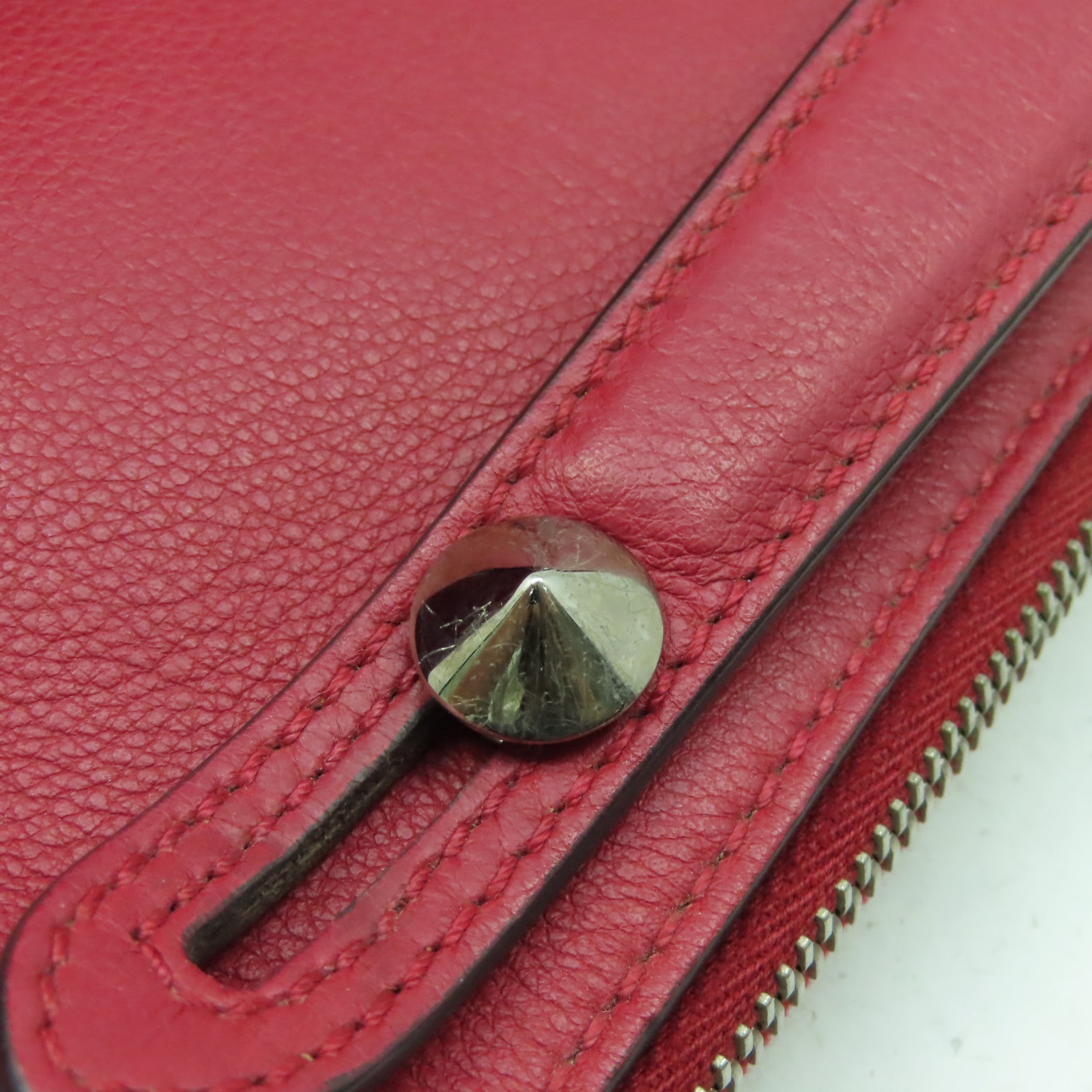 FENDI 牛皮皮革By The Way銀扣手挽肩背兩用袋紅色