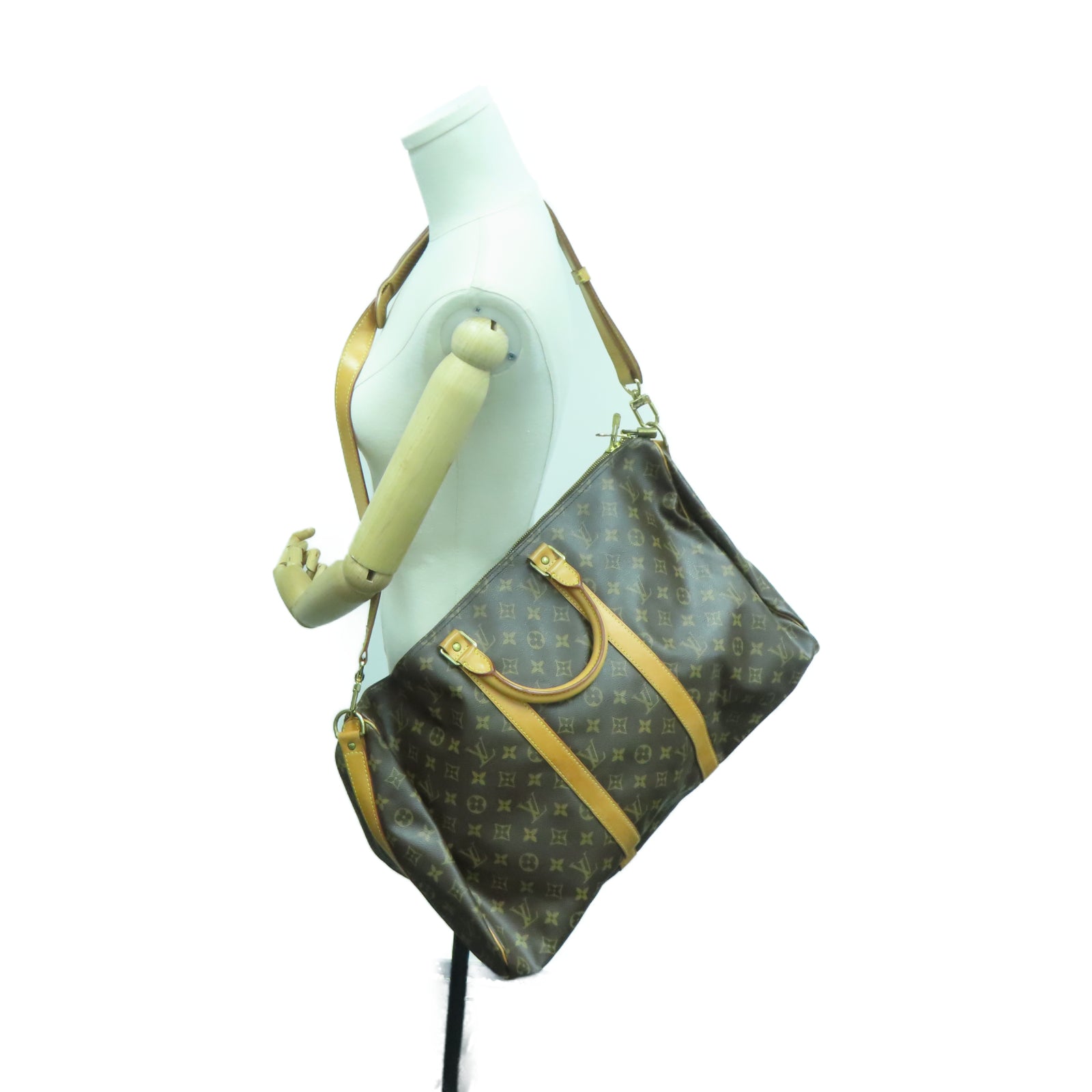 LOUIS VUITTON Monogram Keepall 50金扣波士頓包棕色