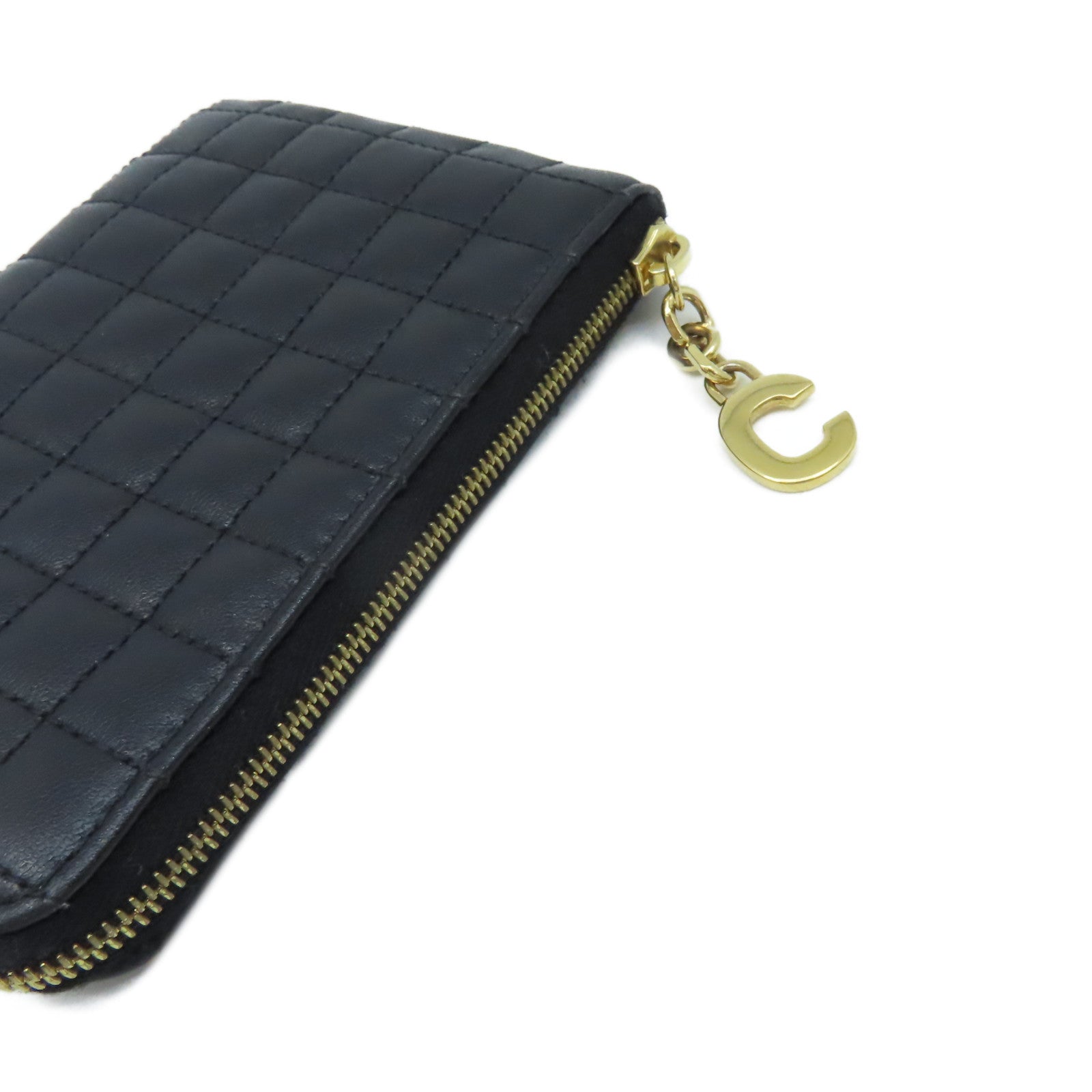 CELINE 牛皮皮革Card Case/Coin Case金扣卡片套/零錢包黑色