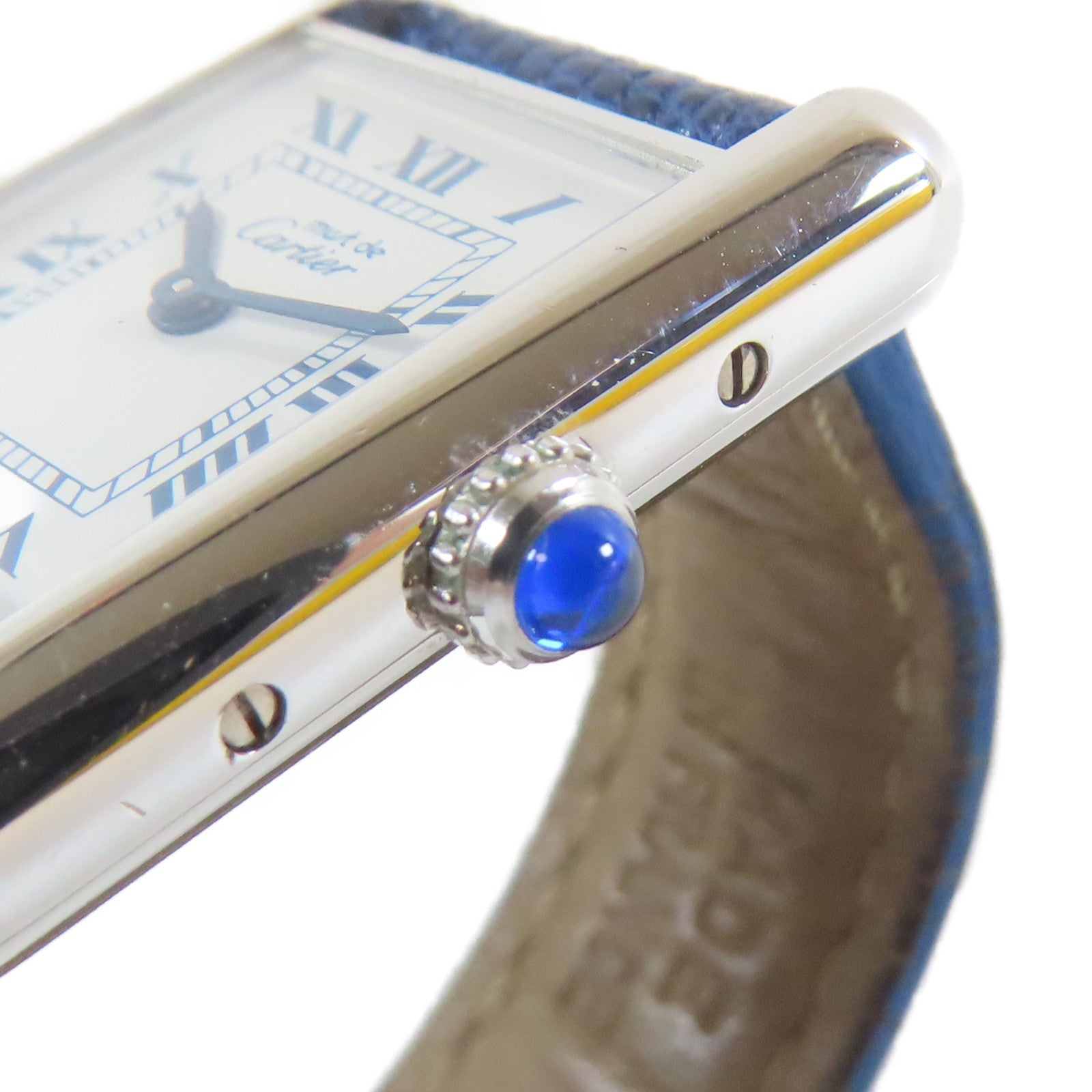 CARTIER 不鏽鋼/皮革Cartier Must De皮帶手錶白色#14.5cm