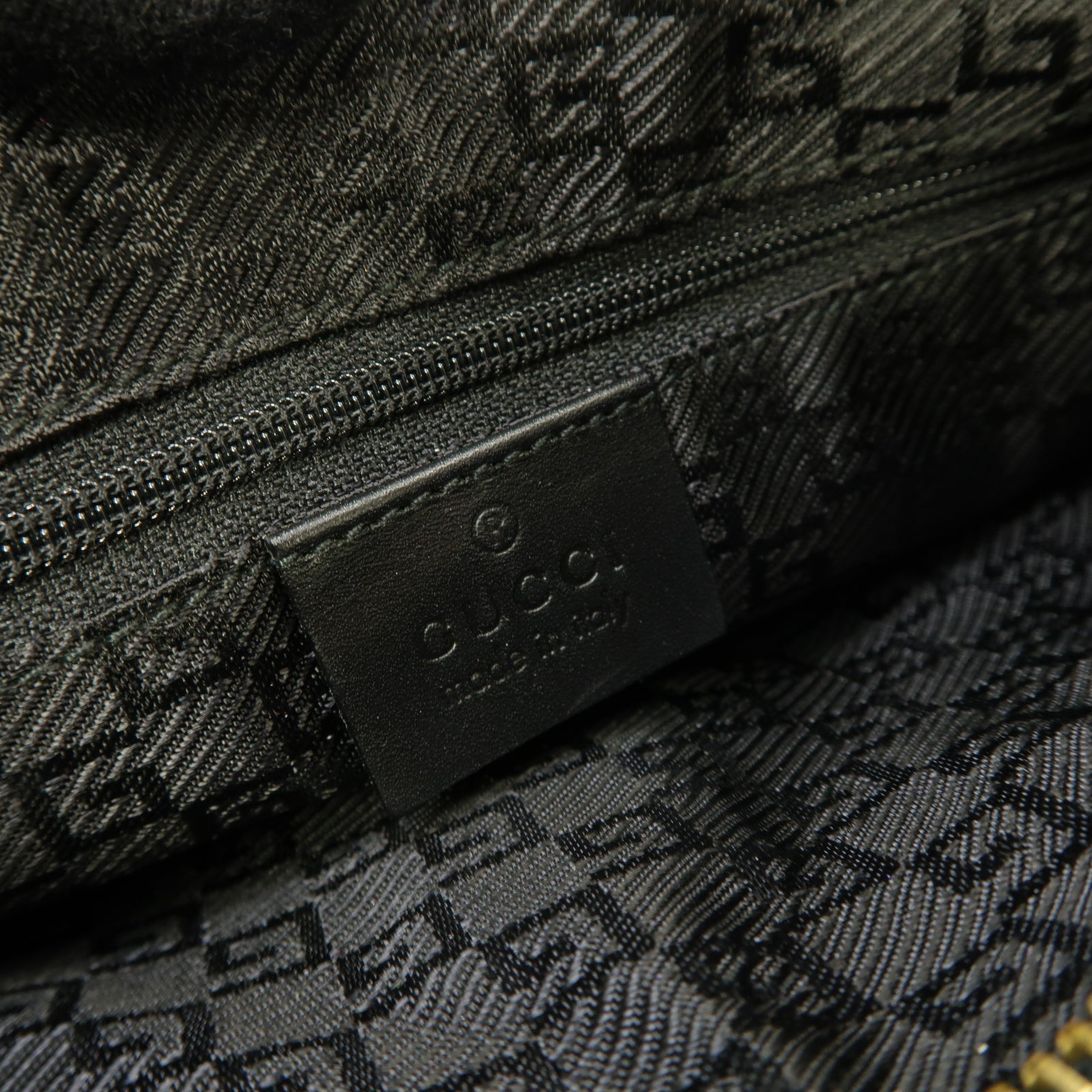 GUCCI 帆布/牛皮皮革Jackie Shoulder Bag金扣肩背袋黑色