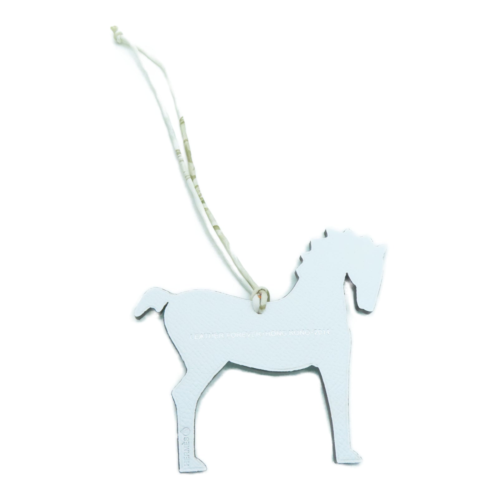 HERMES Veau Epsom Leather Petit H Horse Charm Charm Green/White