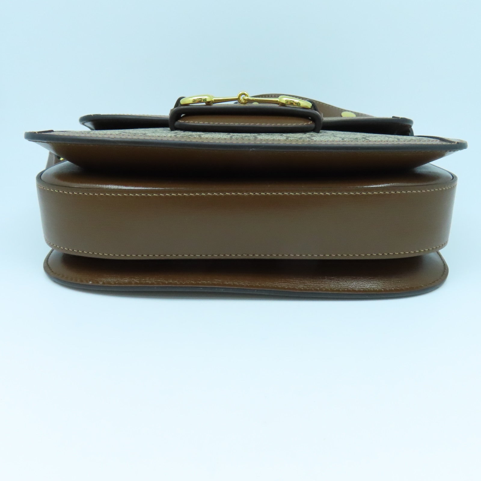 GUCCI Coated Canvas GG Supreme 1955 Gold Buckle Shoulder Bag Brown
