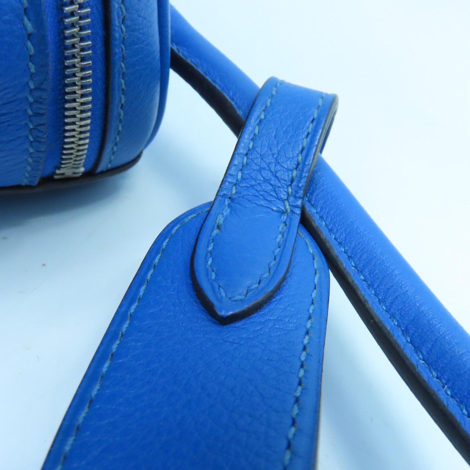 HERMES Evercolor皮革Lindy 26银扣手挽肩背两用袋Bleu Hydra蓝色