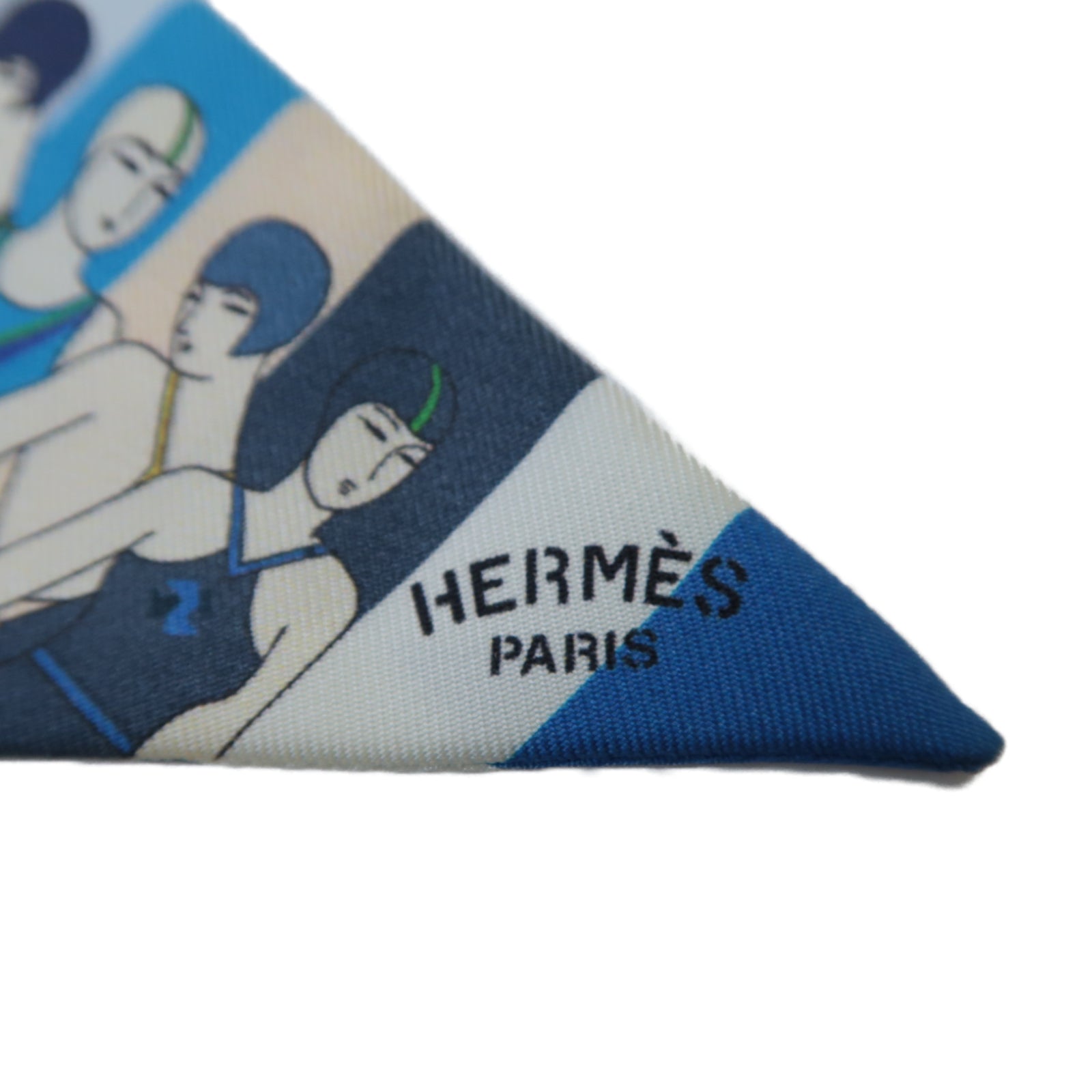 HERMES 絲質Twilly絲巾藍色