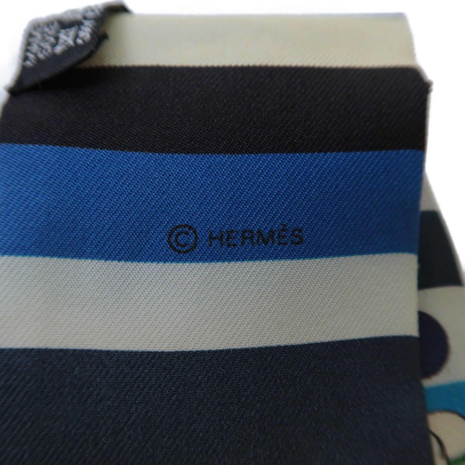 HERMES 絲質Twilly絲巾藍色