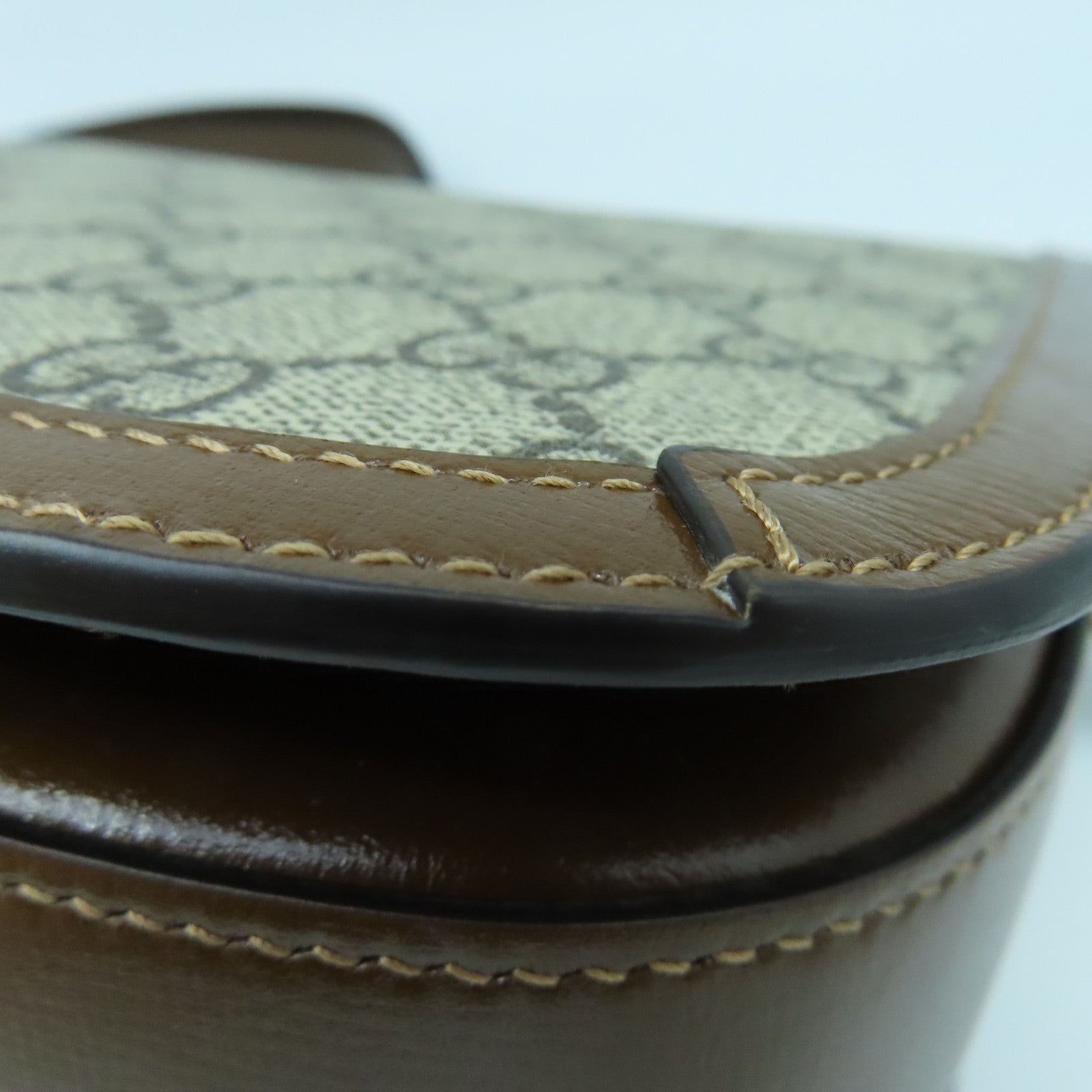 GUCCI Coated Canvas GG Supreme 1955 Gold Buckle Shoulder Bag Brown