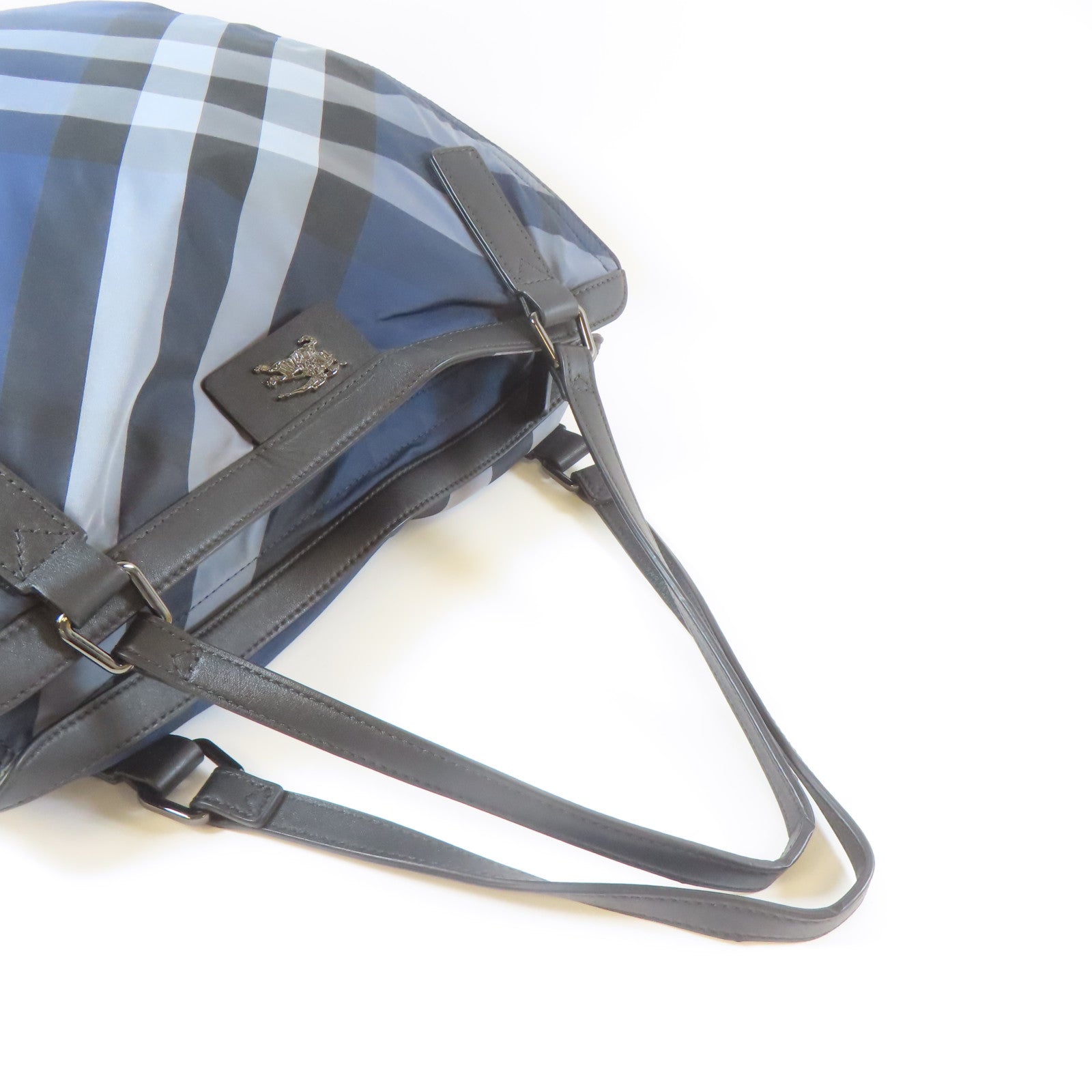 BURBERRY 尼龍Tote Bag黑扣手挽袋藍色/黑色/灰色