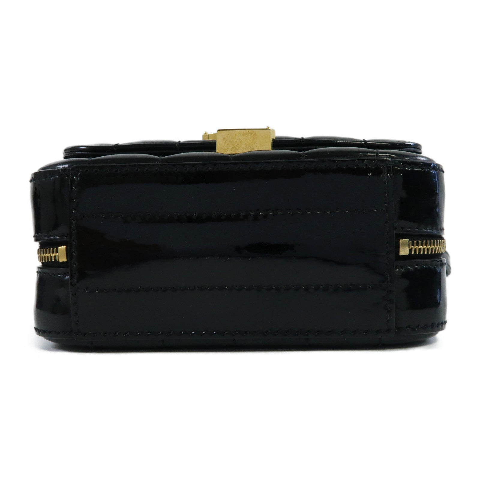 SAINT LAURENT 漆皮皮革Mini Vicky金扣肩背袋黑色