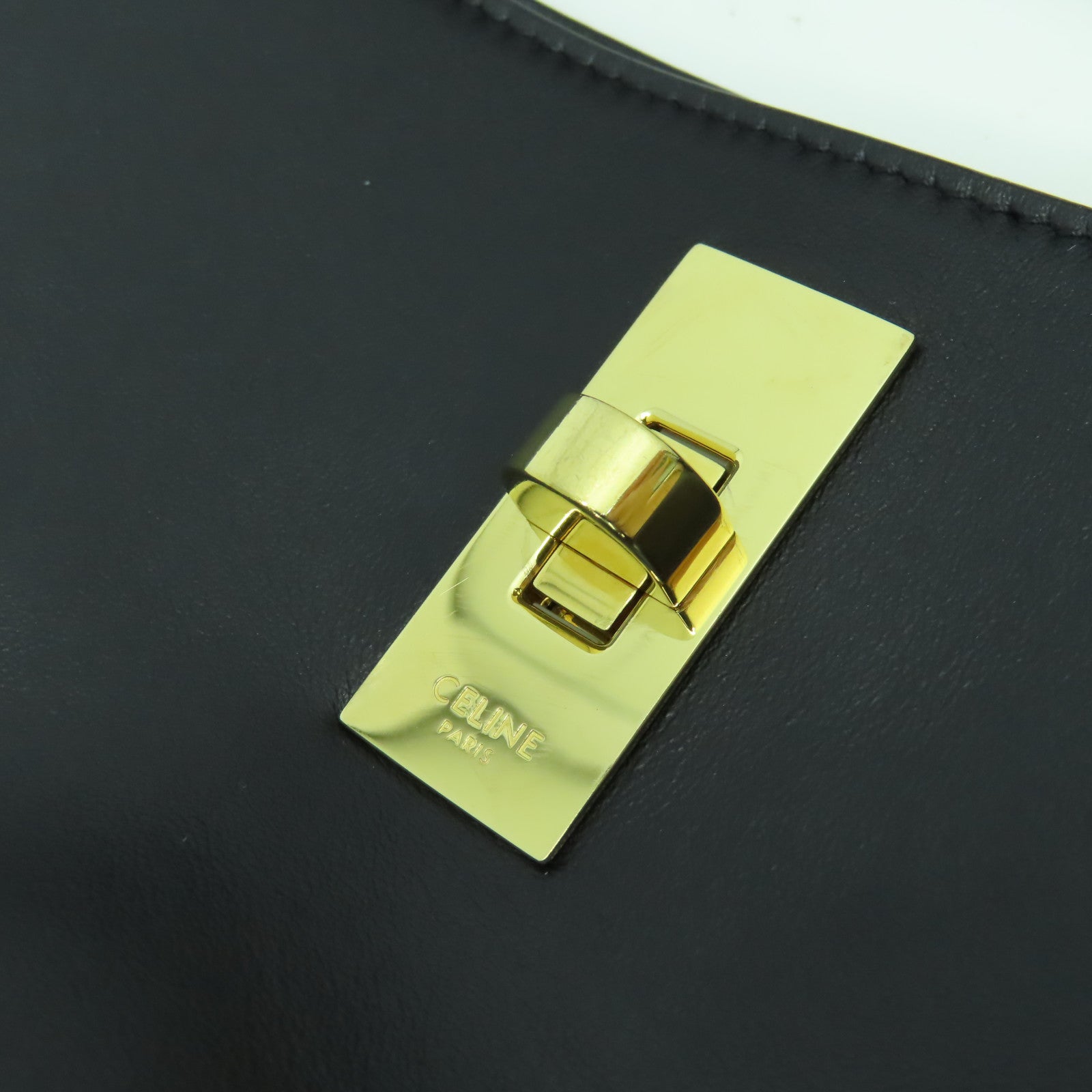CELINE 【激減優惠】牛皮皮革Bucket 16金扣手挽肩背兩用袋黑色
