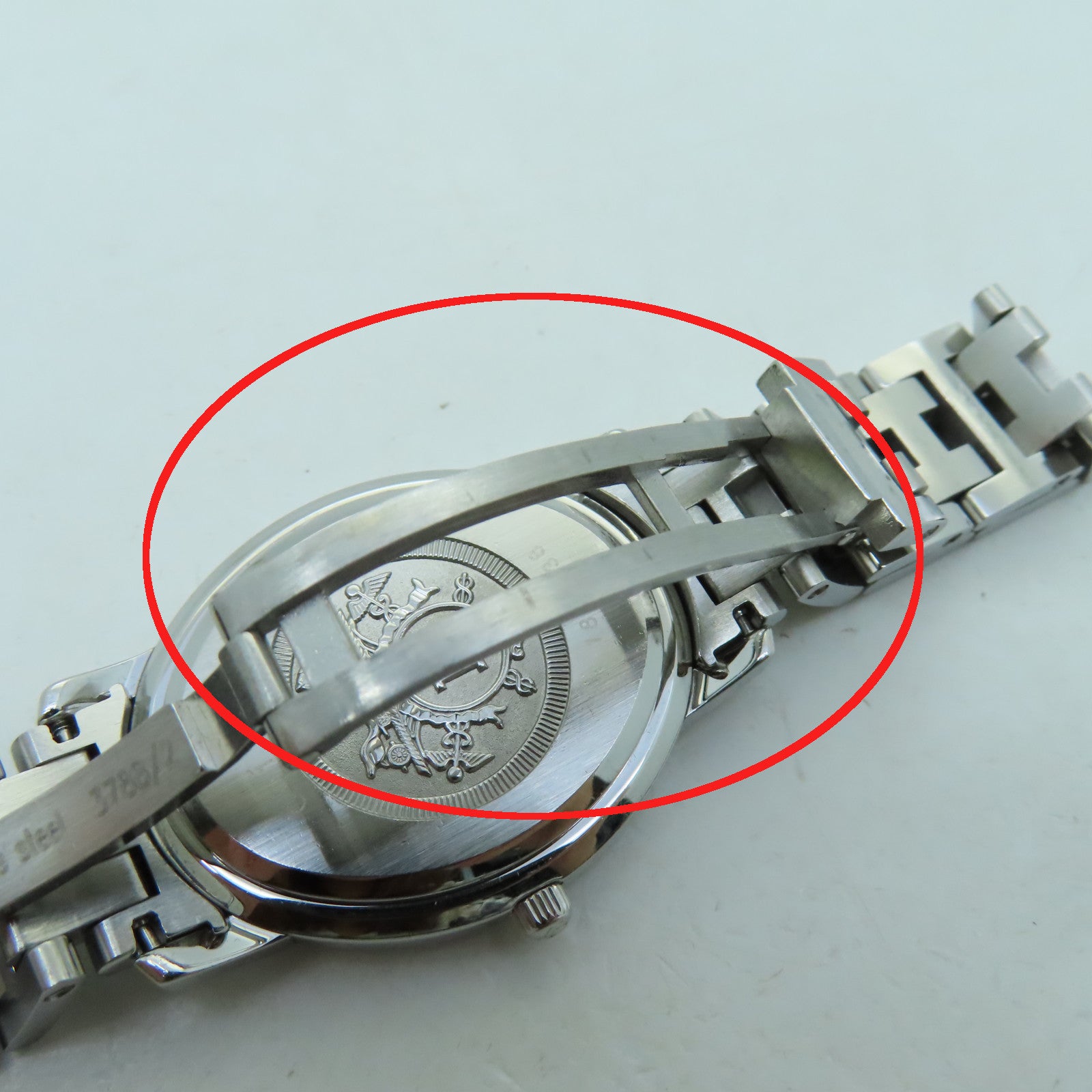 HERMES Clipper Oval Watch不锈钢石英机芯银色/白色