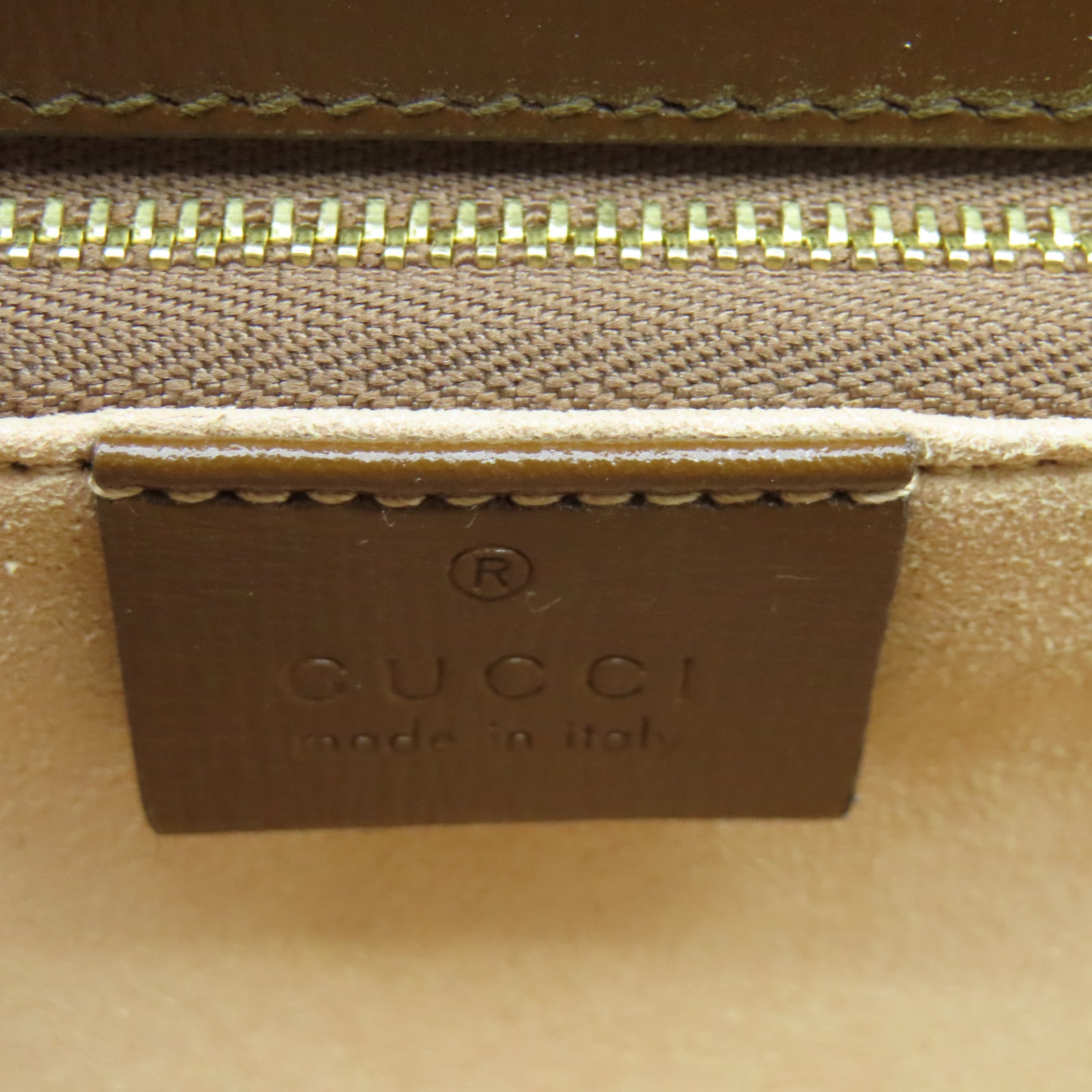 GUCCI Coated Canvas GG Supreme 1955 Gold Buckle Shoulder Bag Brown