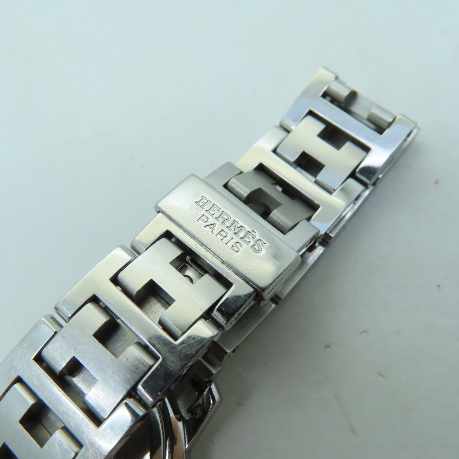 HERMES Clipper Oval Watch不锈钢石英机芯银色/白色