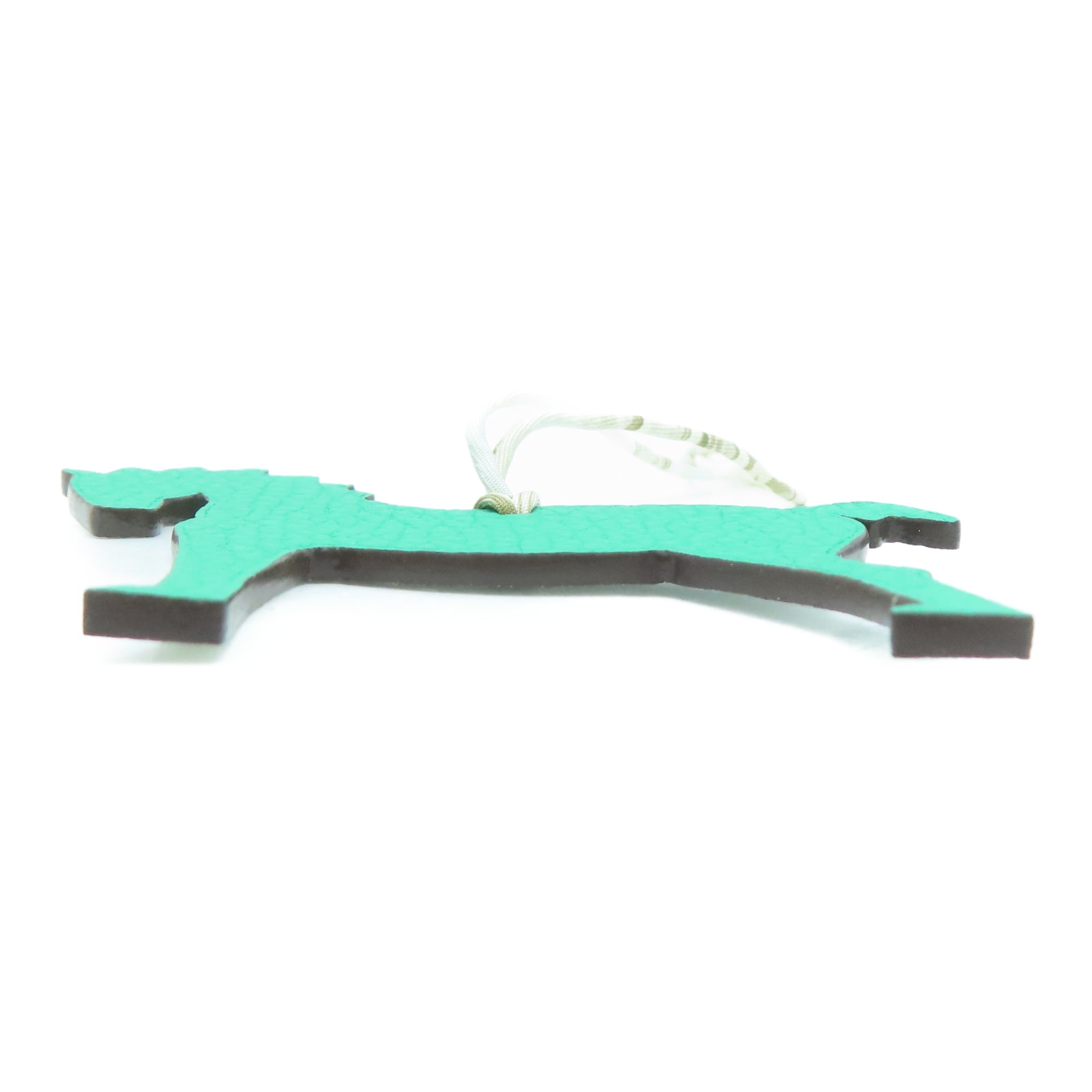 HERMES Veau Epsom Leather Petit H Horse Charm Charm Green/White