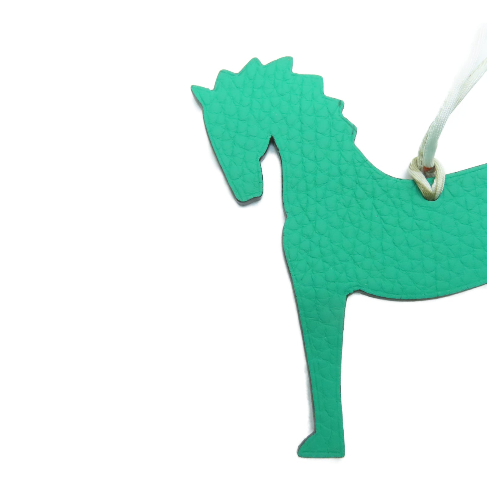 HERMES Veau Epsom Leather Petit H Horse Charm Charm Green/White