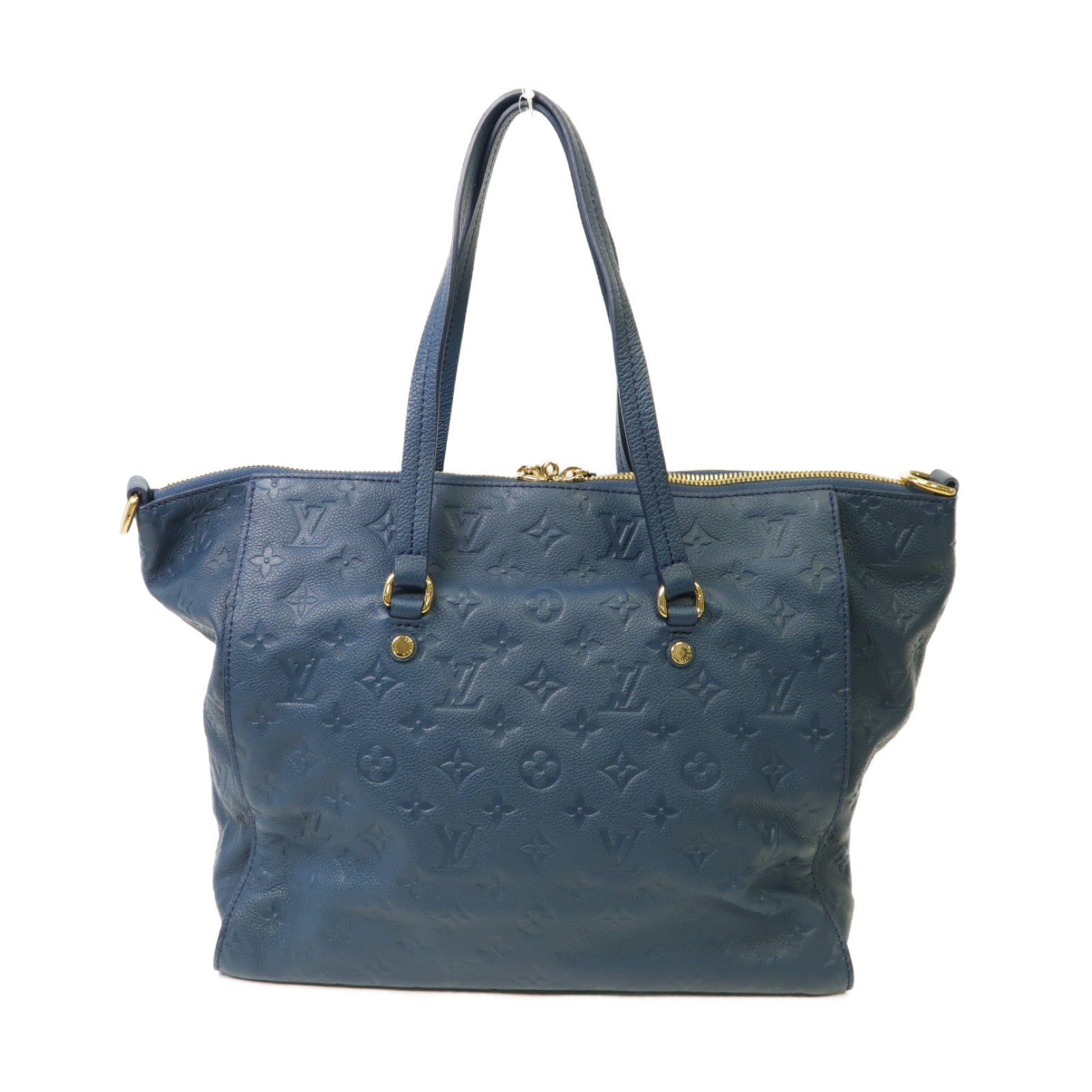 LOUIS VUITTON Monogram Empreinte Lumineuse PM金扣手挽肩背兩用袋藍色