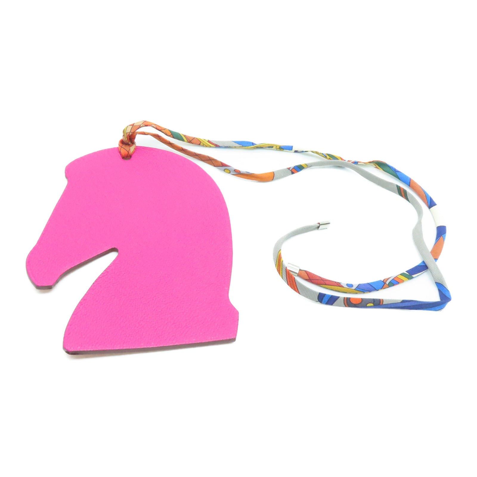 HERMES Chreve皮革/Box皮革Horse Charm銀扣掛飾紫色/橙色