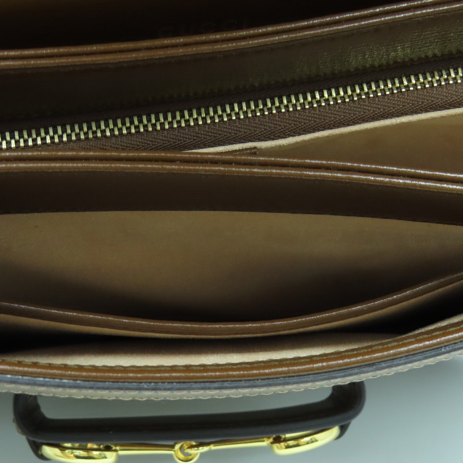 GUCCI Coated Canvas GG Supreme 1955 Gold Buckle Shoulder Bag Brown