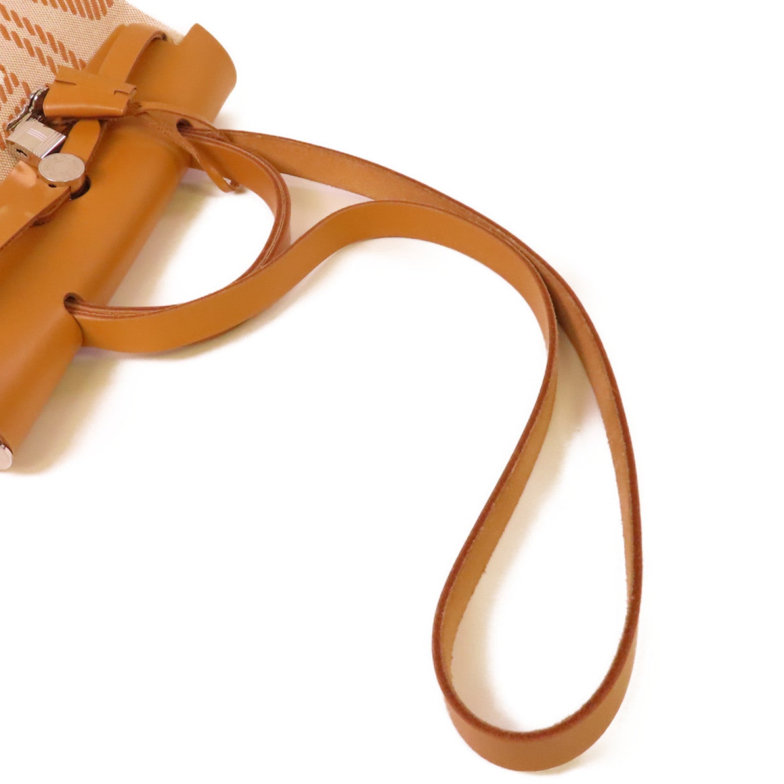 HERMES Toile H帆布Herbag PM Zip Retourne 31 Limited Edition 2Way Shoulder Bag銀扣手挽肩背兩用袋杏色/啡色