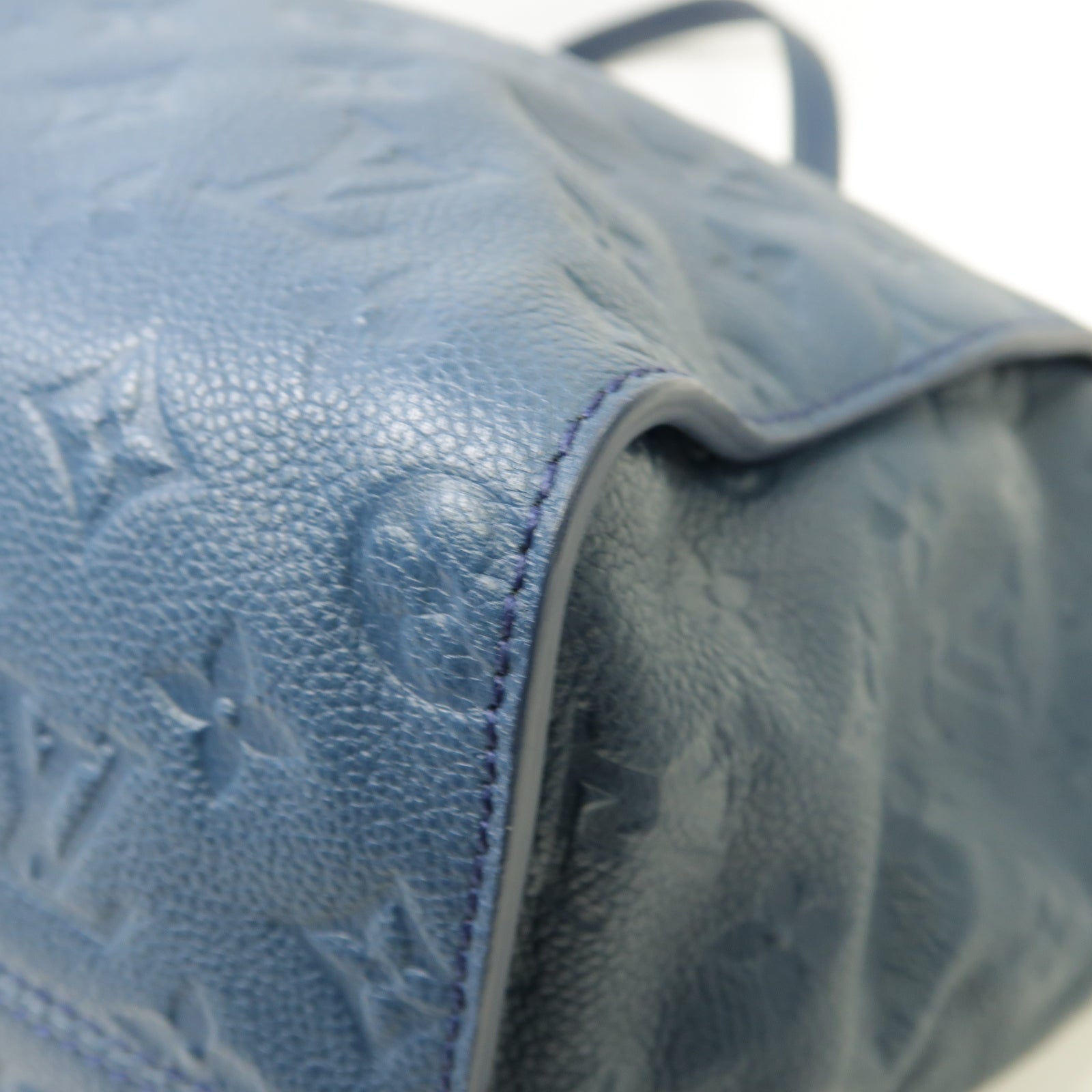 LOUIS VUITTON Monogram Empreinte Lumineuse PM金扣手挽肩背兩用袋藍色