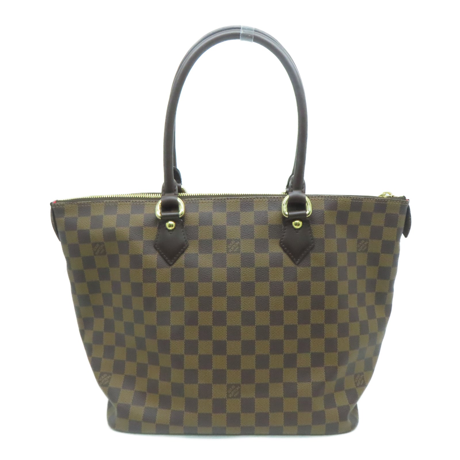 LOUIS VUITTON Damier Saleya MM gold buckle handle bag / shoulder bag brown