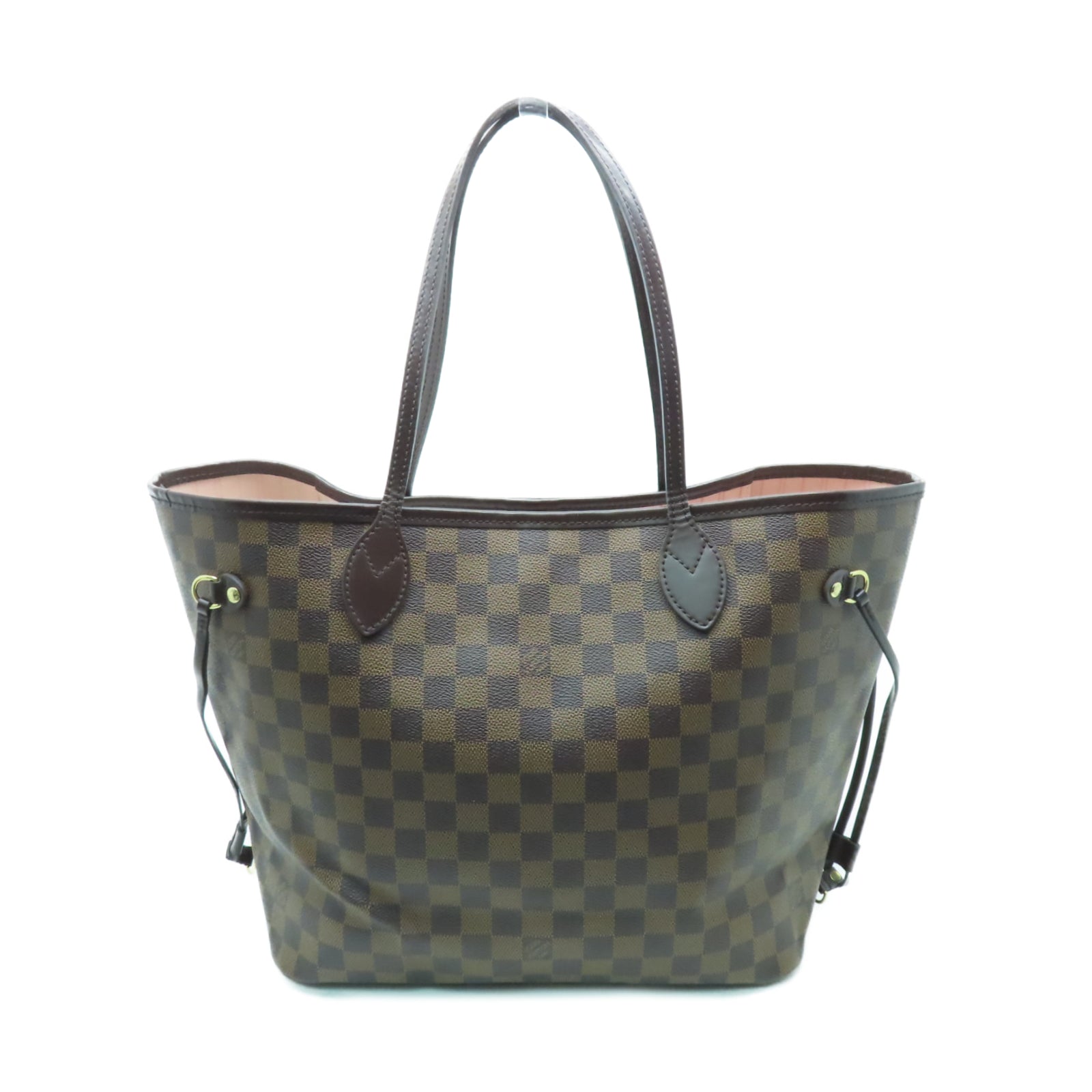 LOUIS VUITTON Damier Neverfull MM金扣手挽袋啡色