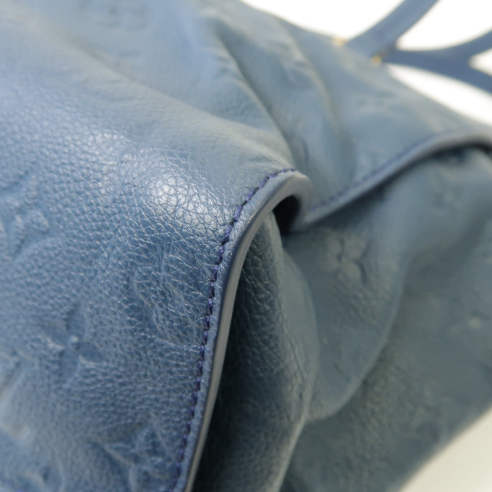 LOUIS VUITTON Monogram Empreinte Lumineuse PM金扣手挽肩背兩用袋藍色