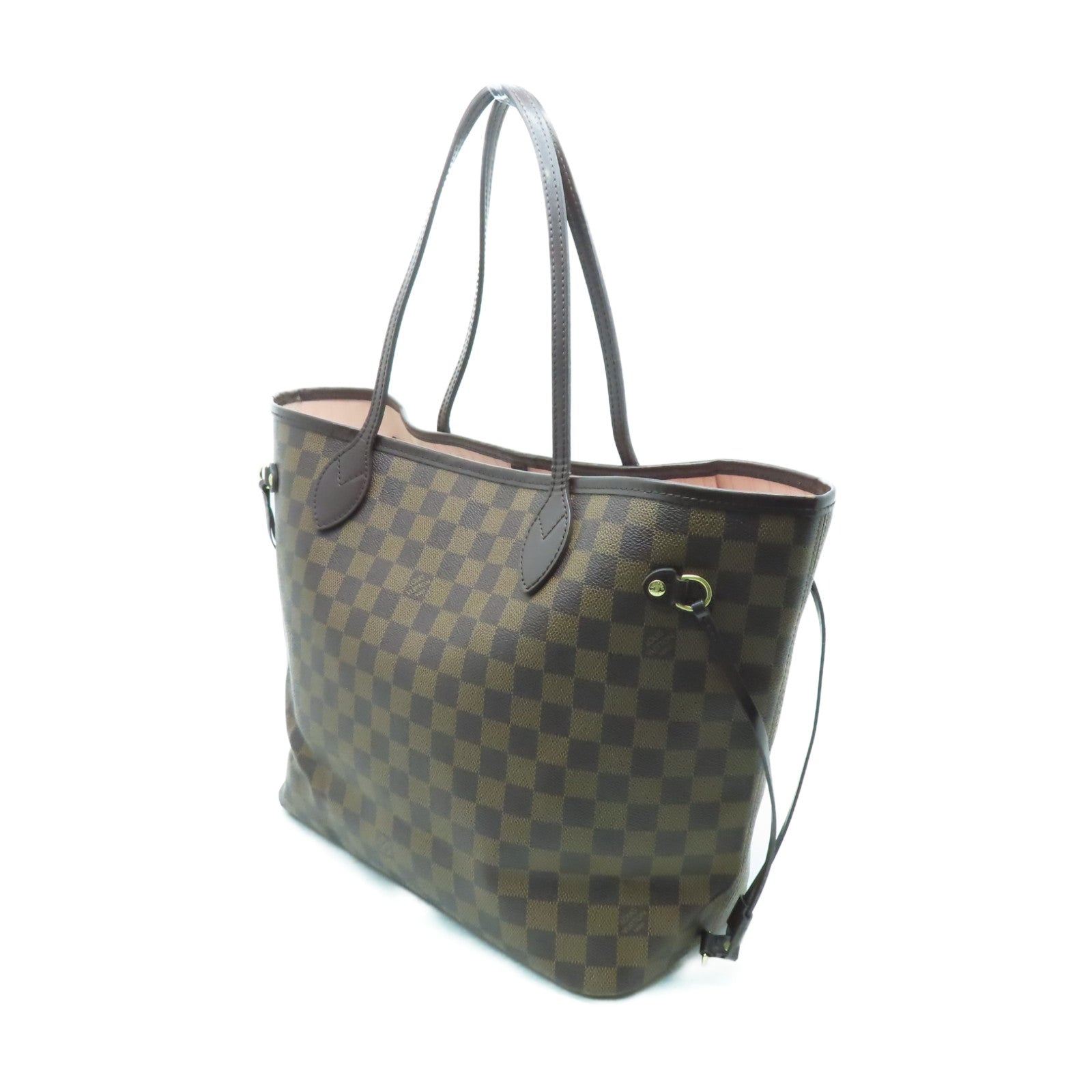 LOUIS VUITTON Damier Neverfull MM金扣手挽袋啡色