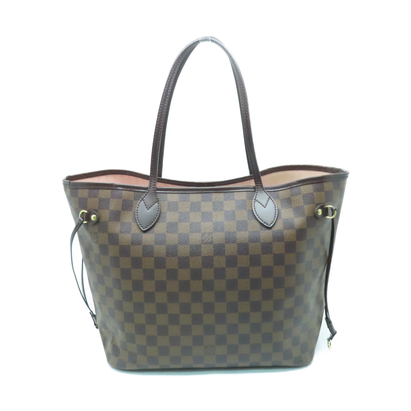 LOUIS VUITTON Damier Neverfull MM金扣手挽袋啡色