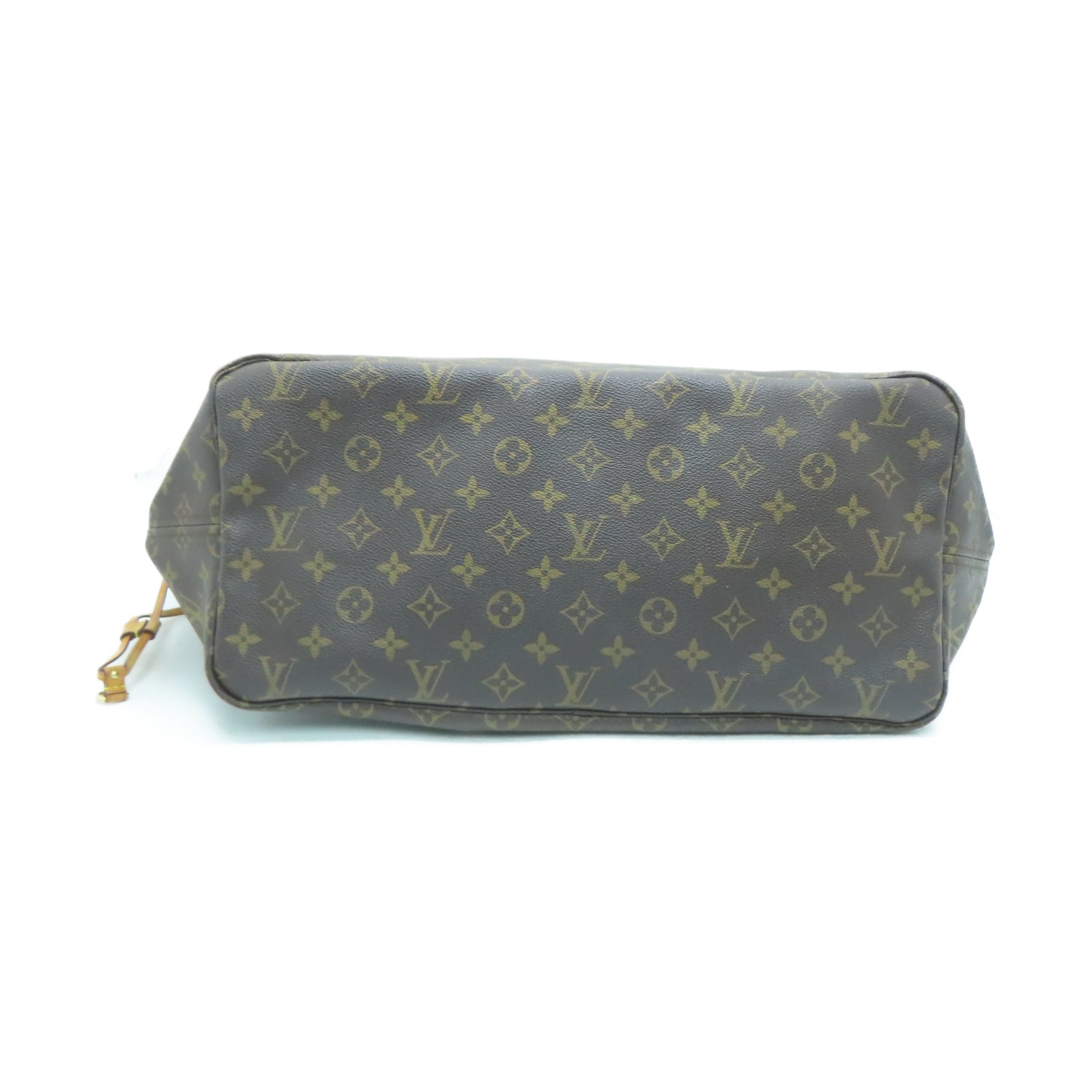 LOUIS VUITTON Monogram Neverfull GM金扣手挽袋棕色