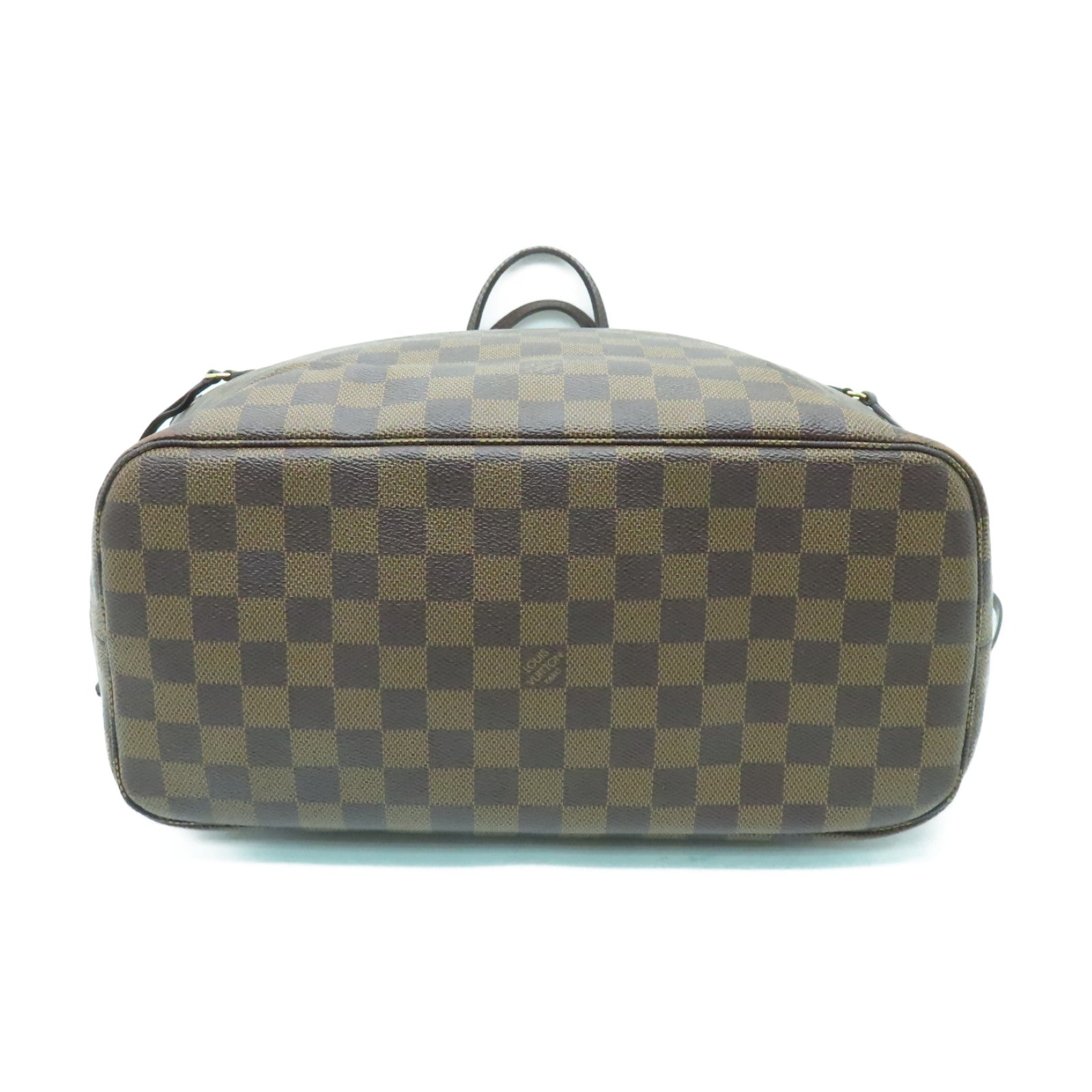 LOUIS VUITTON Damier Neverfull MM金扣手挽袋啡色