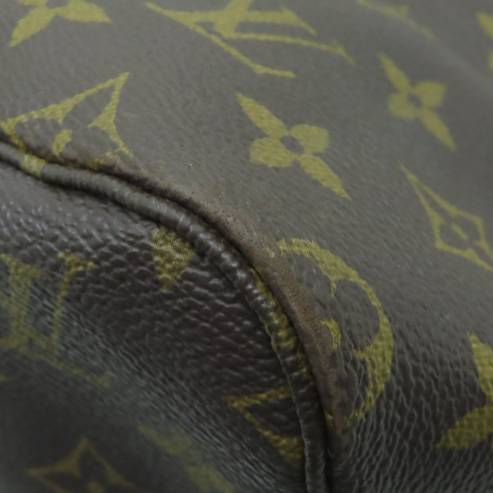 LOUIS VUITTON Monogram Neverfull GM金扣手挽袋棕色