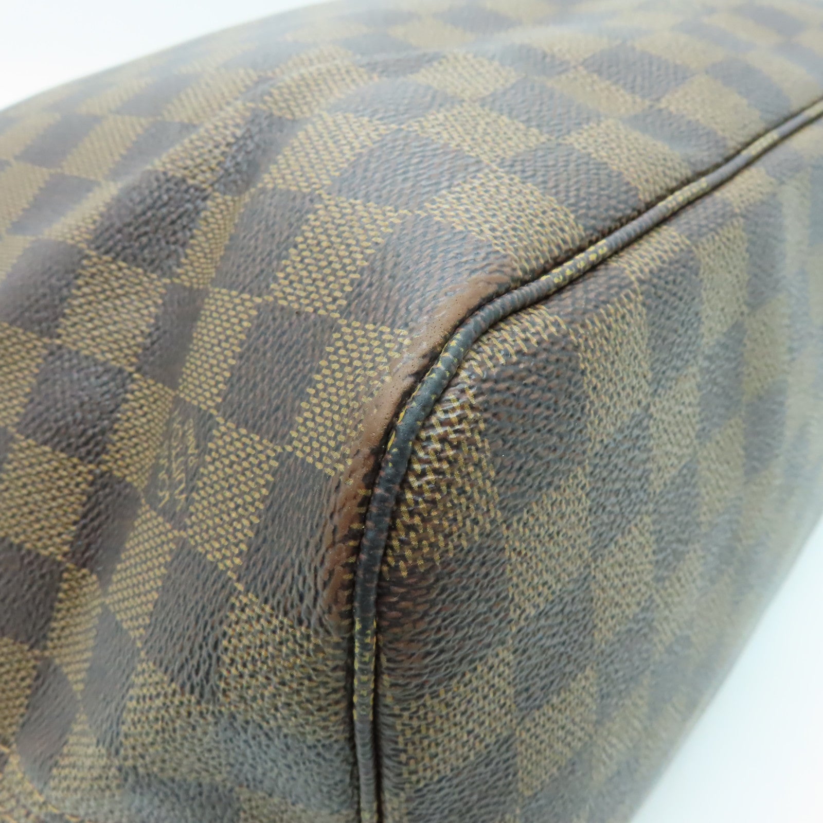 LOUIS VUITTON Damier Neverfull MM金扣手挽袋啡色