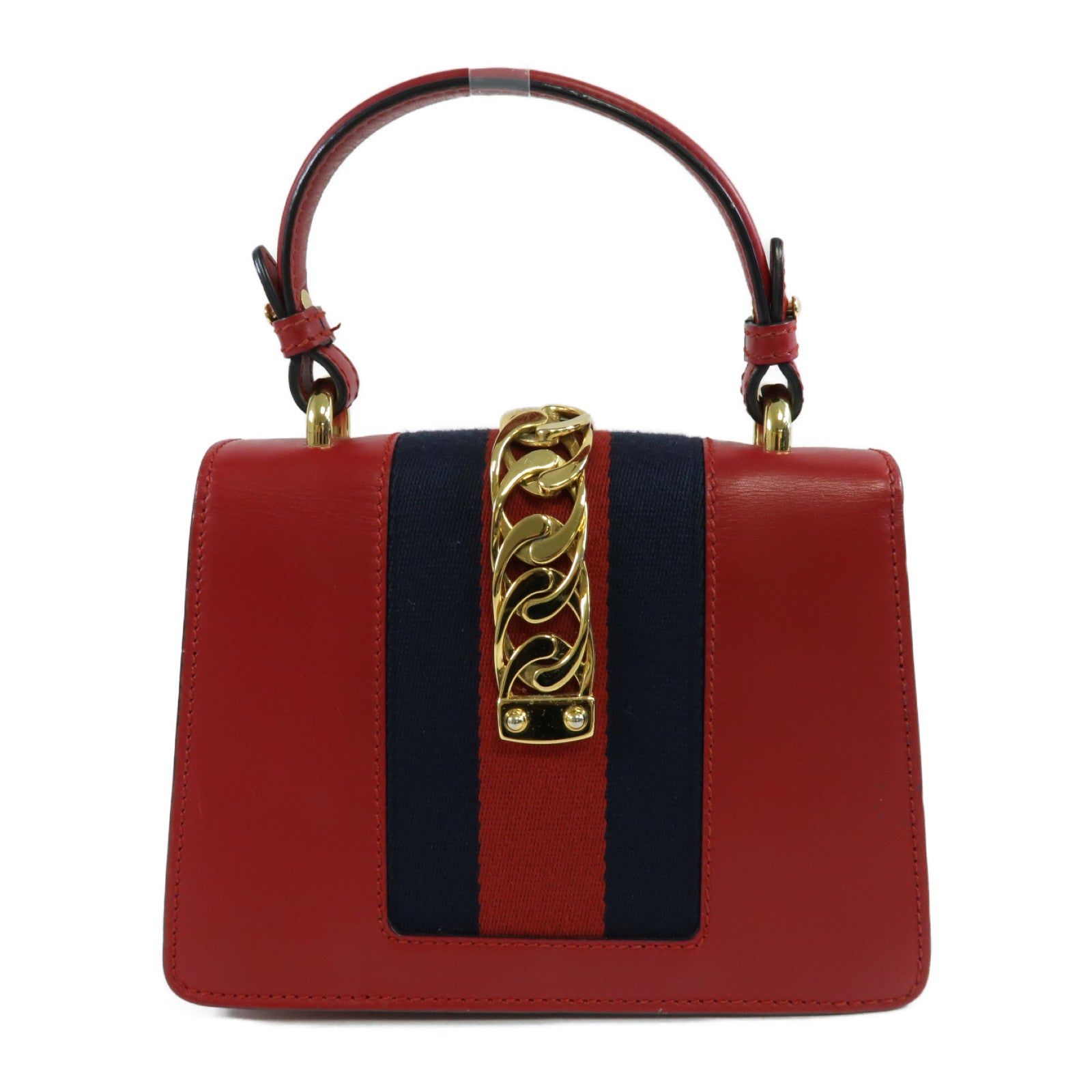 GUCCI 牛皮皮革Sylvie Shoulder Bag金扣手挽肩背兩用袋紅色