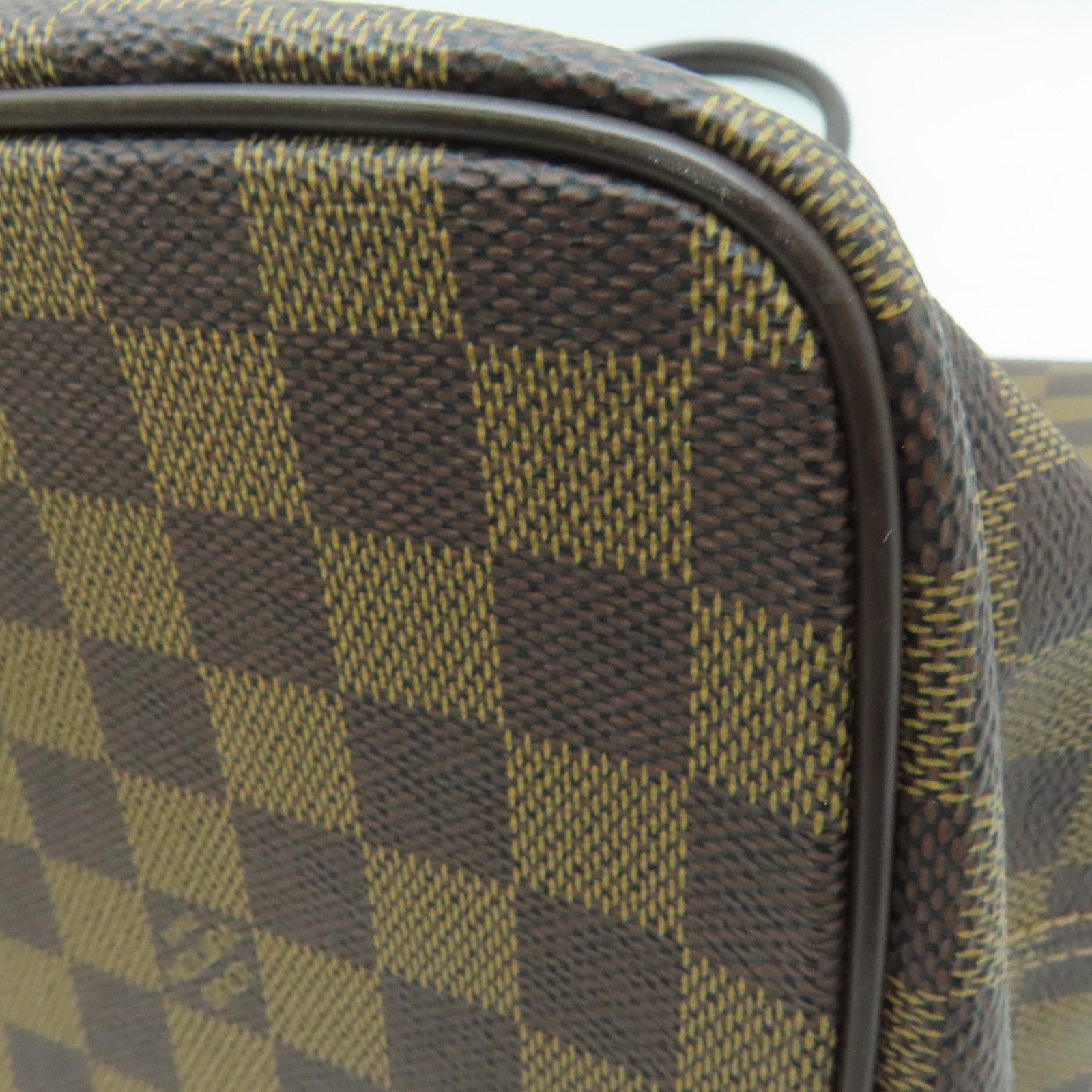 LOUIS VUITTON Damier Saleya MM gold buckle handle bag / shoulder bag brown