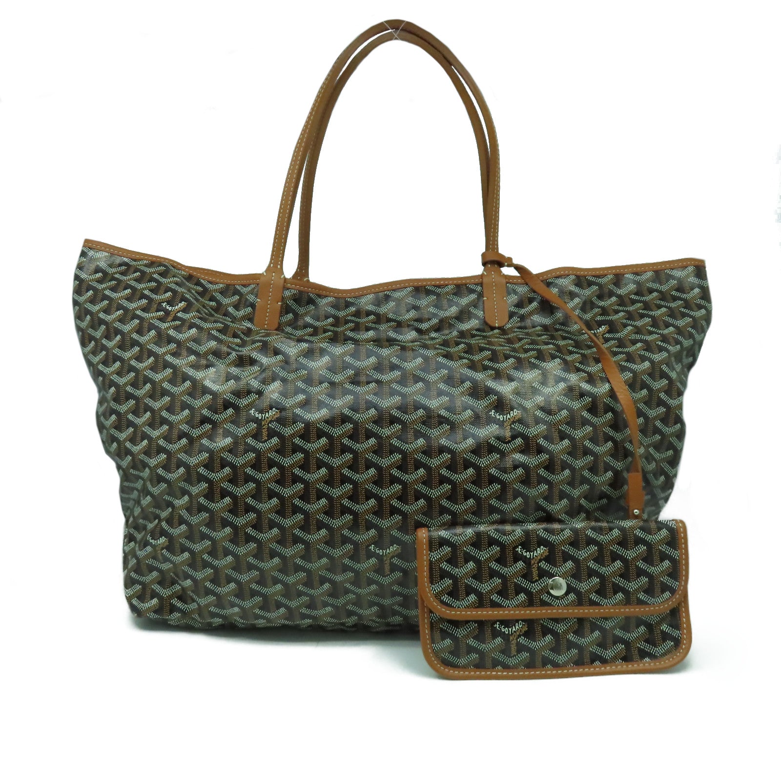 GOYARD 塗層帆布Anjou銀扣肩背袋啡色/黑色