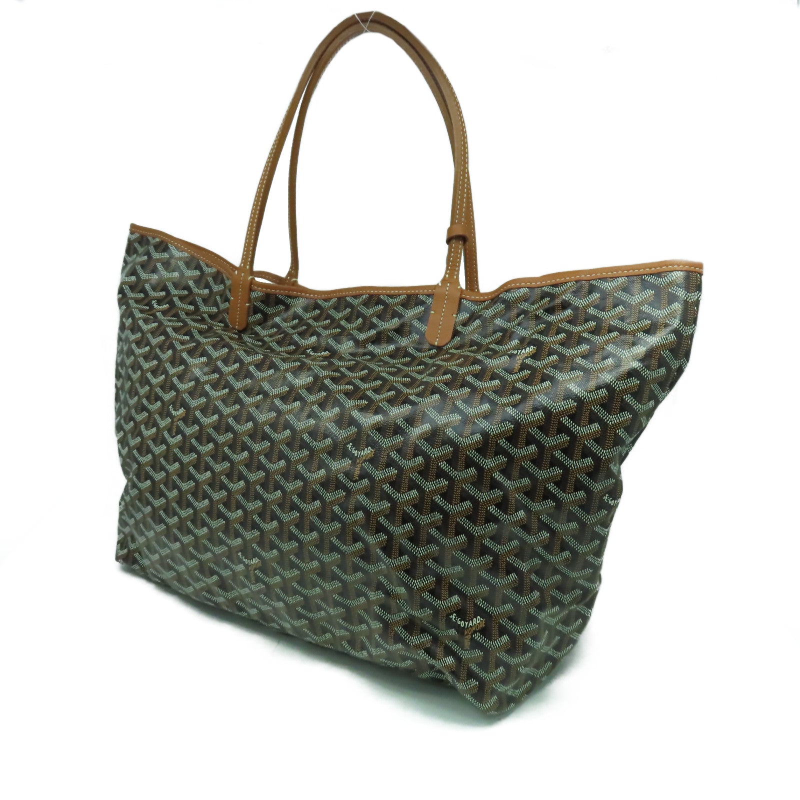 GOYARD 塗層帆布Anjou銀扣肩背袋啡色/黑色