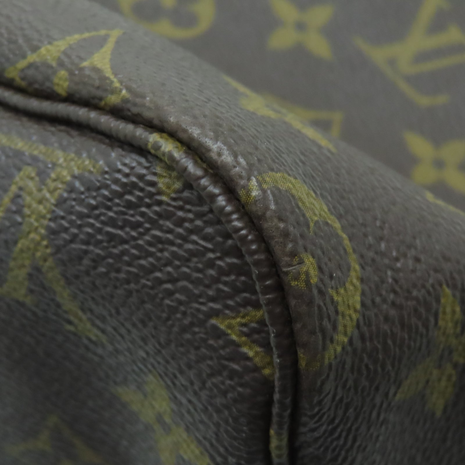 LOUIS VUITTON Monogram Neverfull GM金扣手挽袋棕色