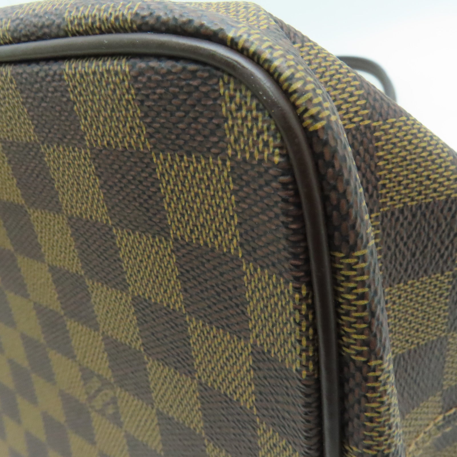 LOUIS VUITTON Damier Saleya MM gold buckle handle bag / shoulder bag brown