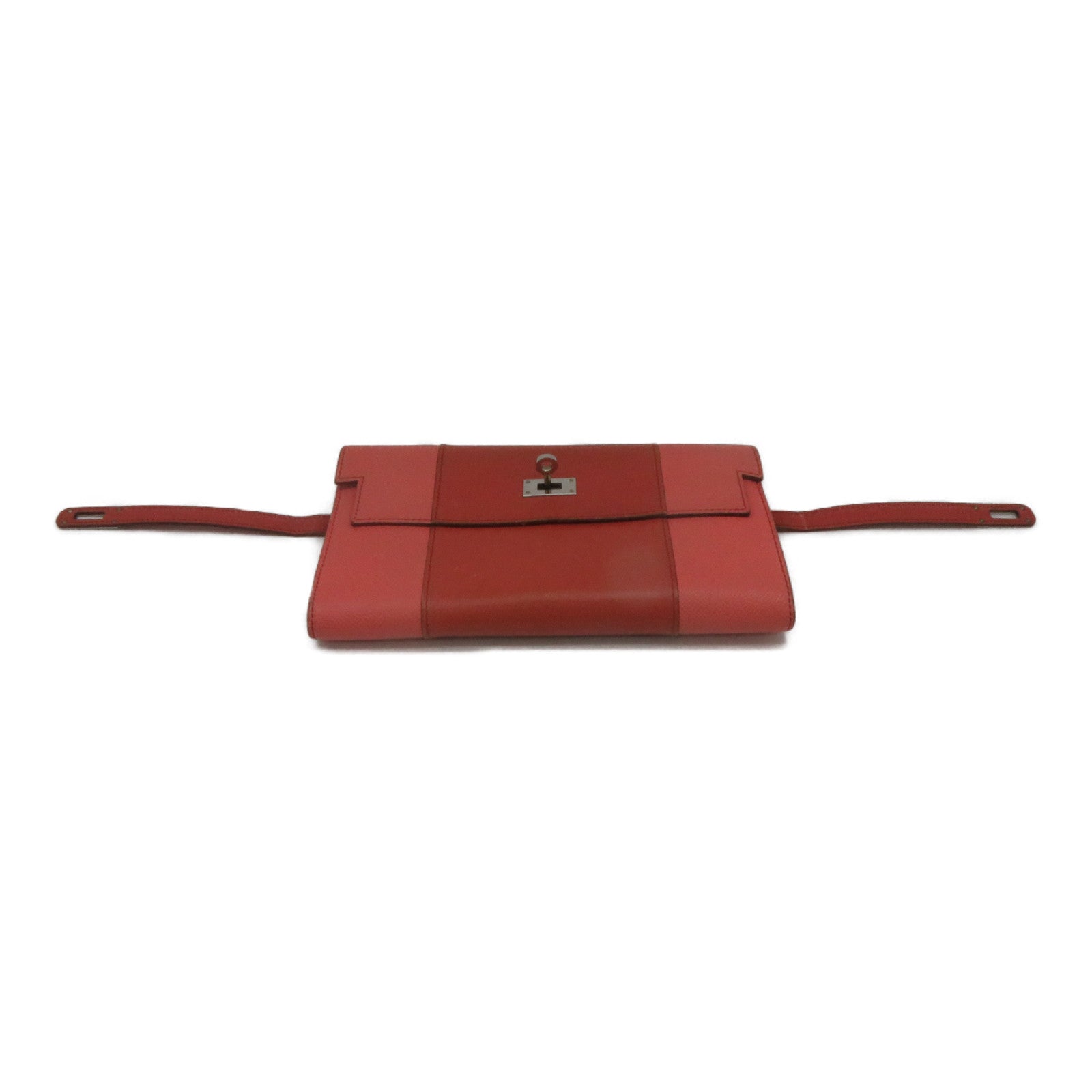 HERMES 【激減優惠】Epsom皮革Kelly Wallet銀扣長錢包紅色