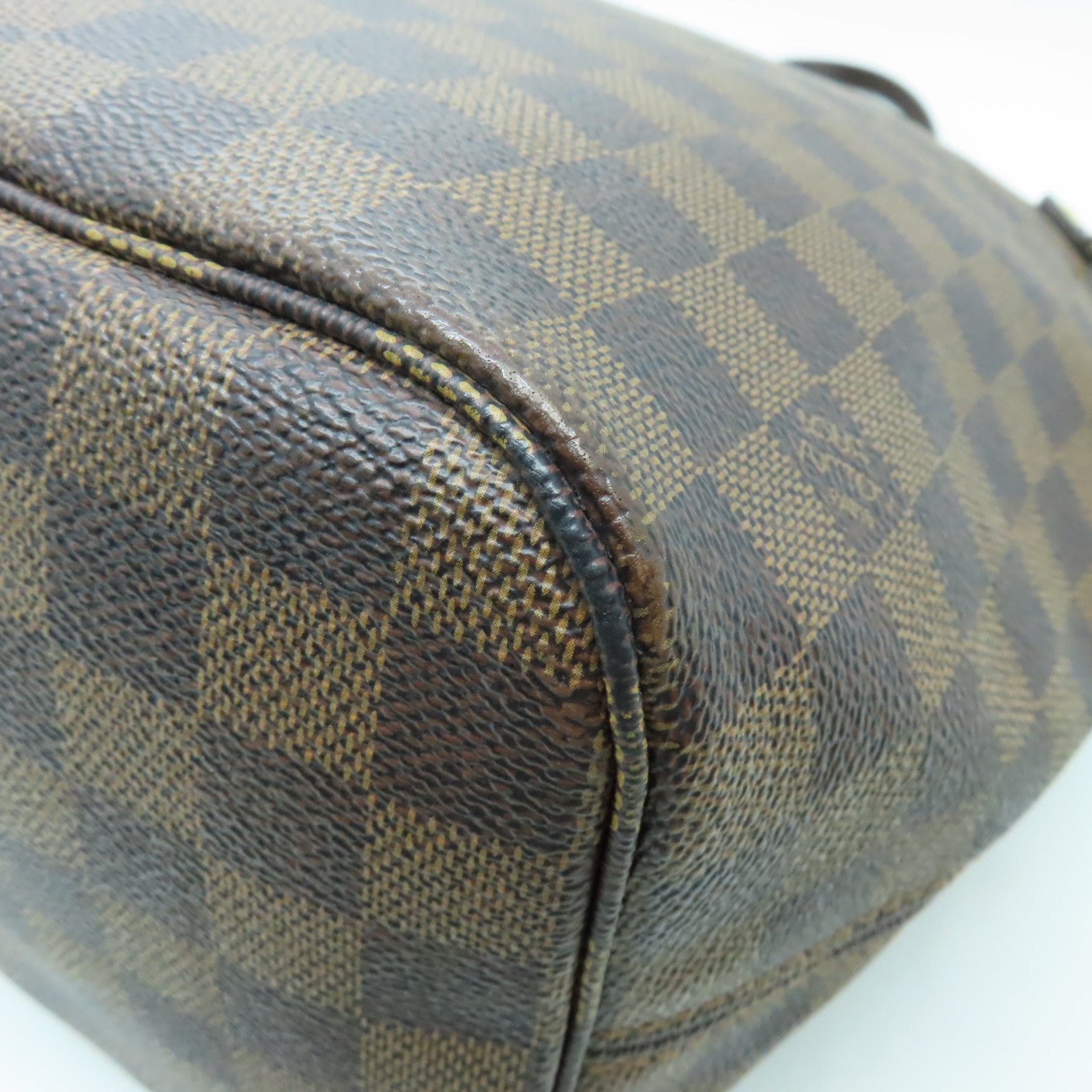 LOUIS VUITTON Damier Neverfull MM金扣手挽袋啡色