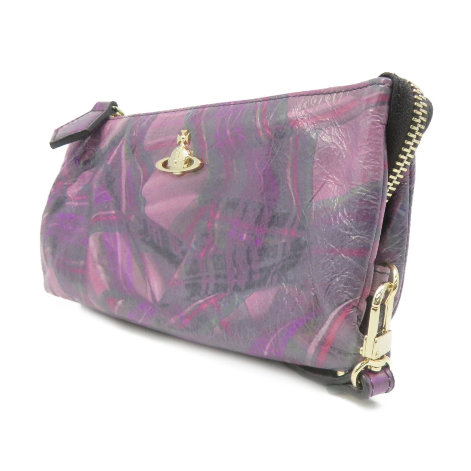 Vivienne Westwood 涂层皮革Shoulder Bag肩背袋紫色