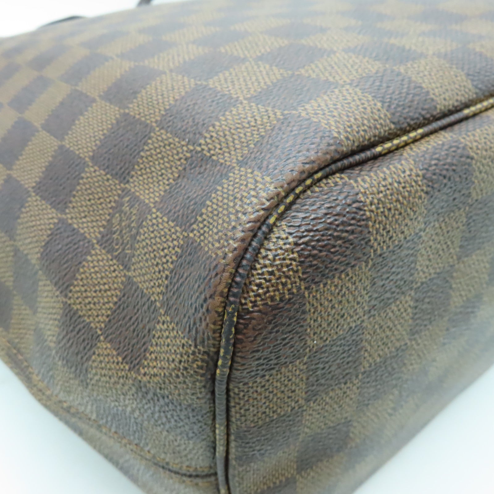 LOUIS VUITTON Damier Neverfull MM金扣手挽袋啡色