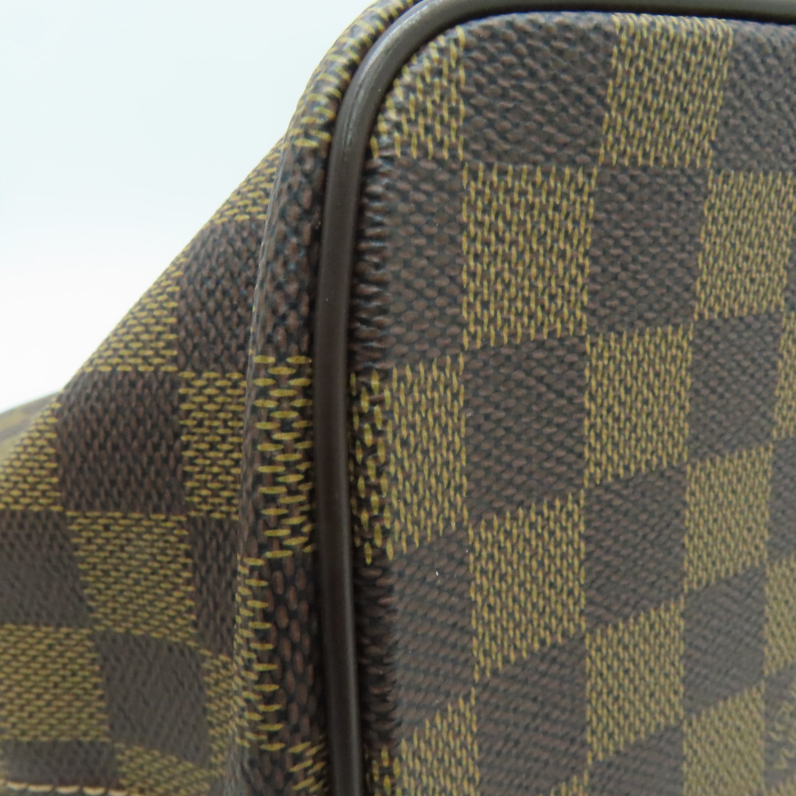 LOUIS VUITTON Damier Saleya MM gold buckle handle bag / shoulder bag brown