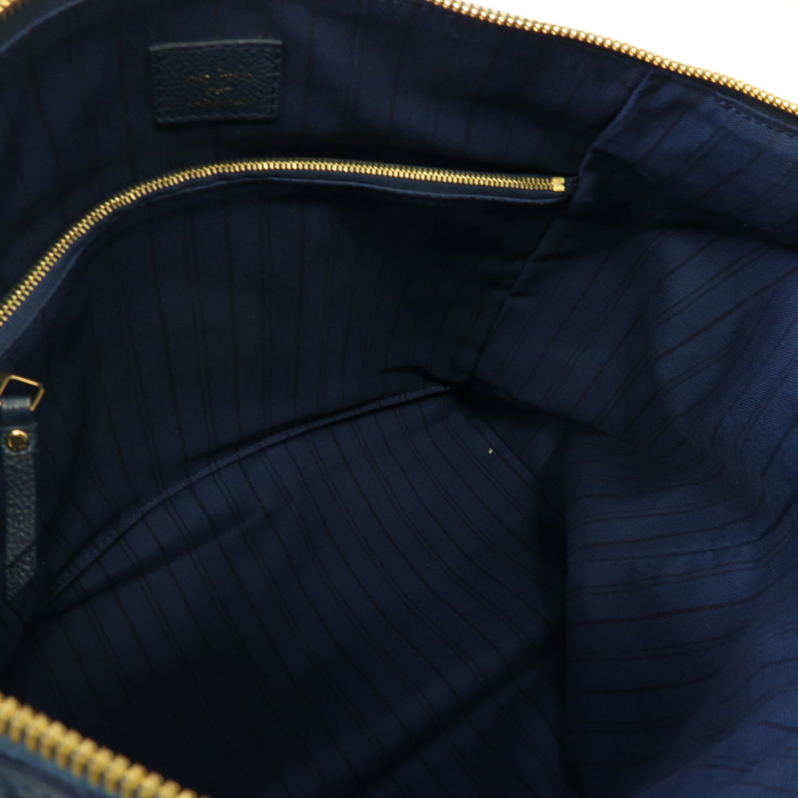 LOUIS VUITTON Monogram Empreinte Lumineuse PM金扣手挽肩背兩用袋藍色