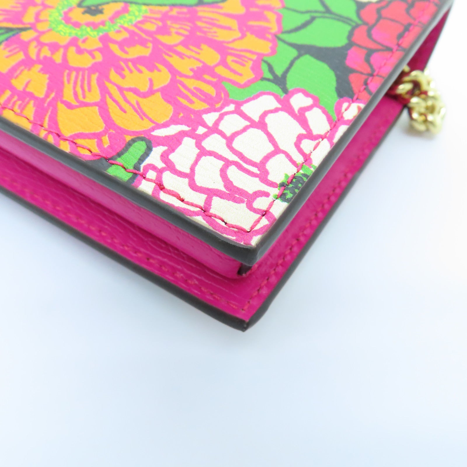 GUCCI 【激減優惠】牛皮皮革Wallet On Chain金扣鏈帶肩背袋粉紅色/黃色