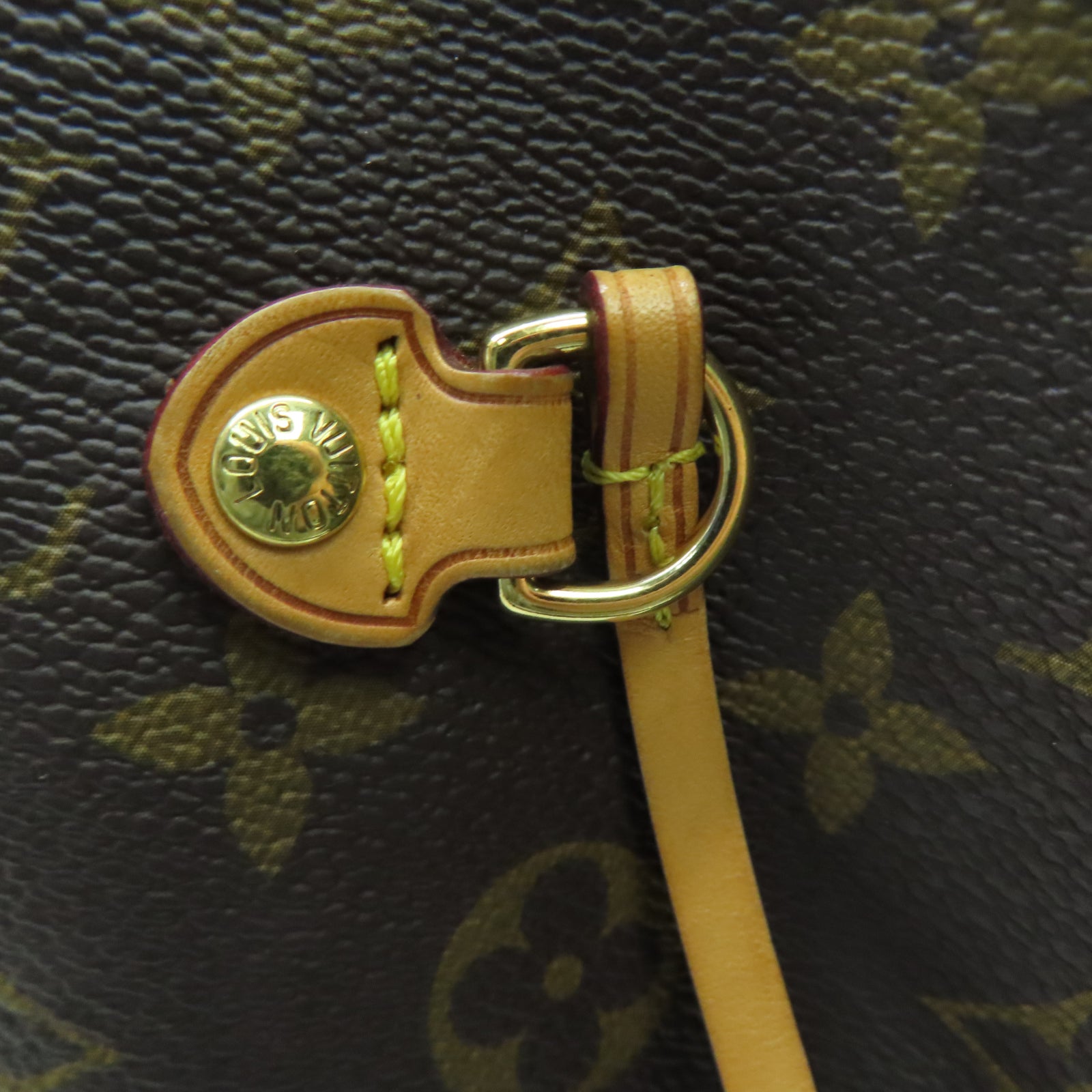 LOUIS VUITTON Monogram Neverfull GM金扣手挽袋棕色